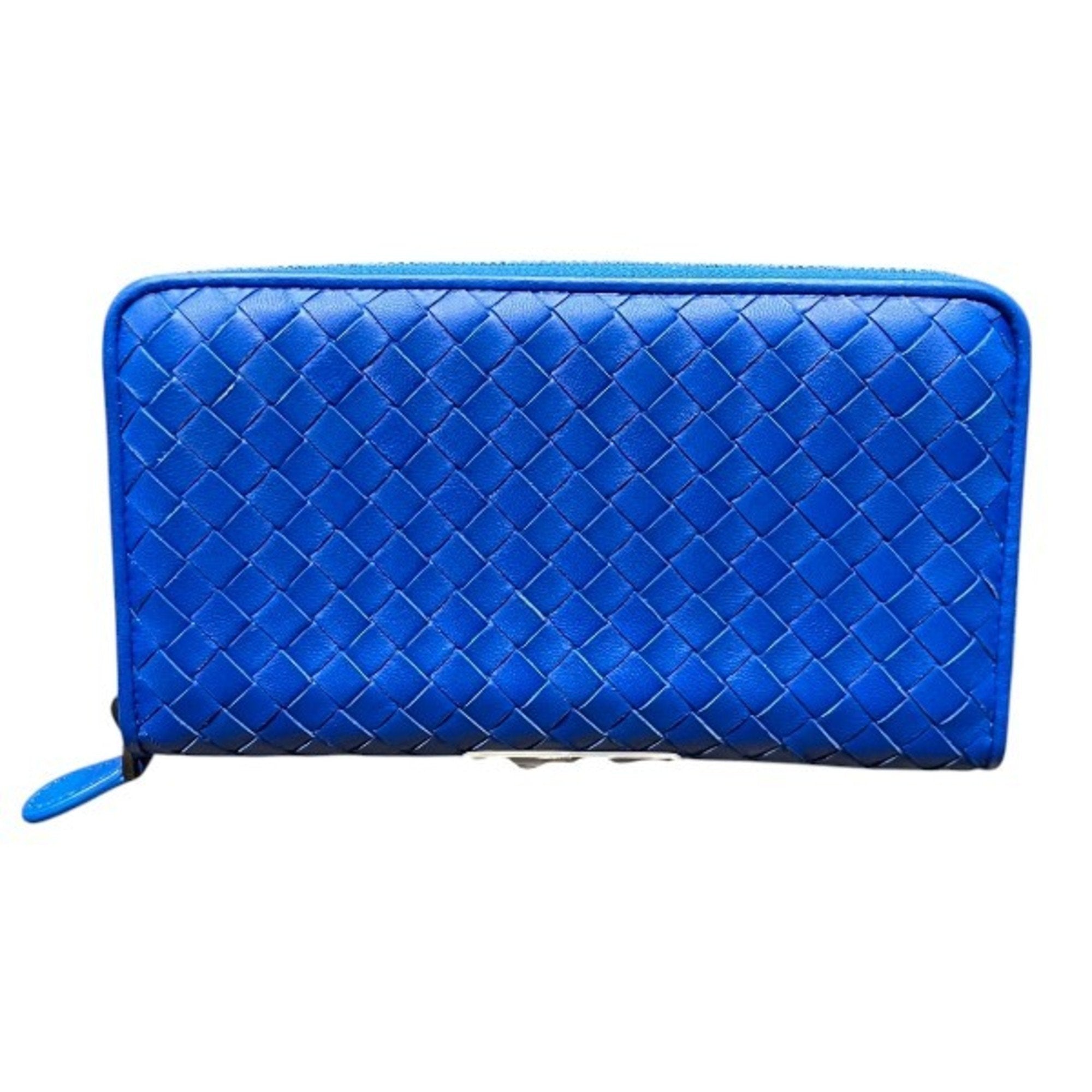 Bottega Veneta Blue Leather Long Wallet (Bi-Fold) (Pre-Owned)