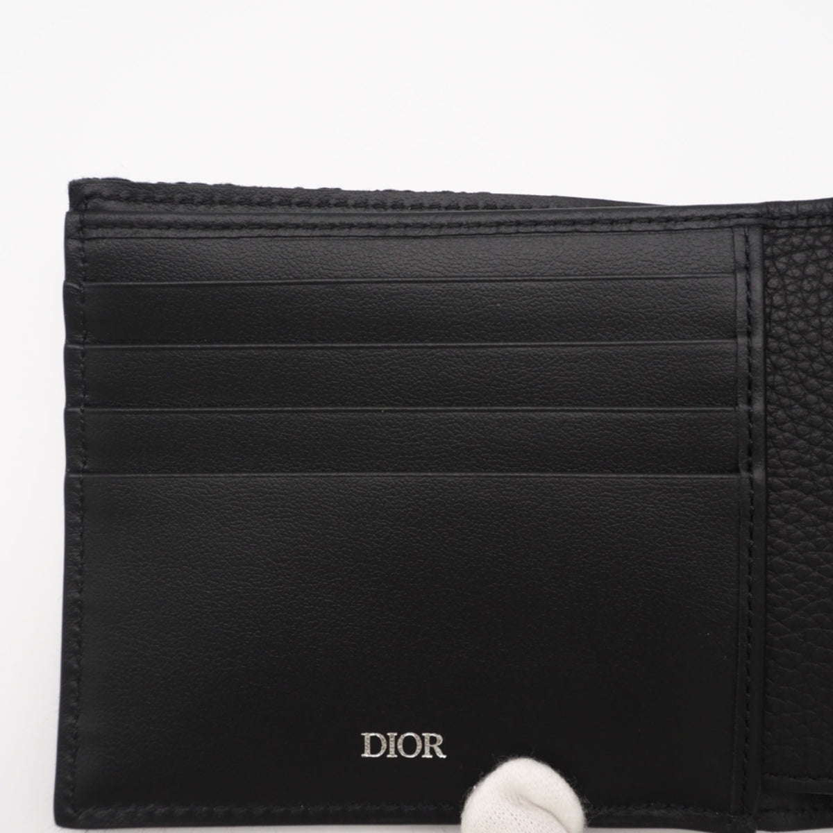 Christian Dior Navy Black Canvas Leather Wallet (Bi-Fold) (Pre-Owned)