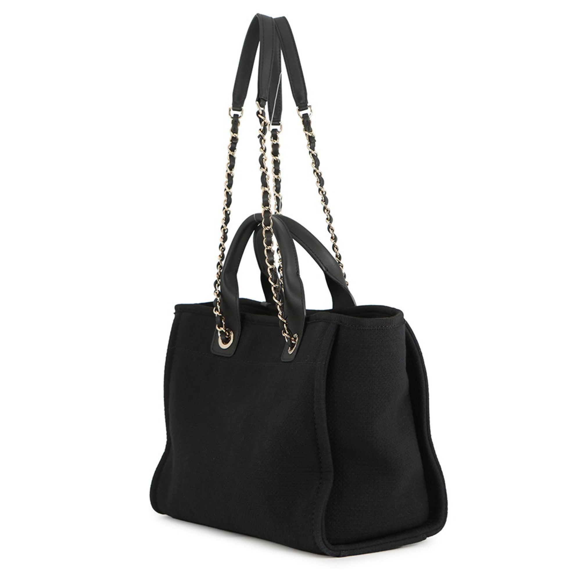 Chanel Black Canvas Handbag Tote Bag (Pre-Owned)