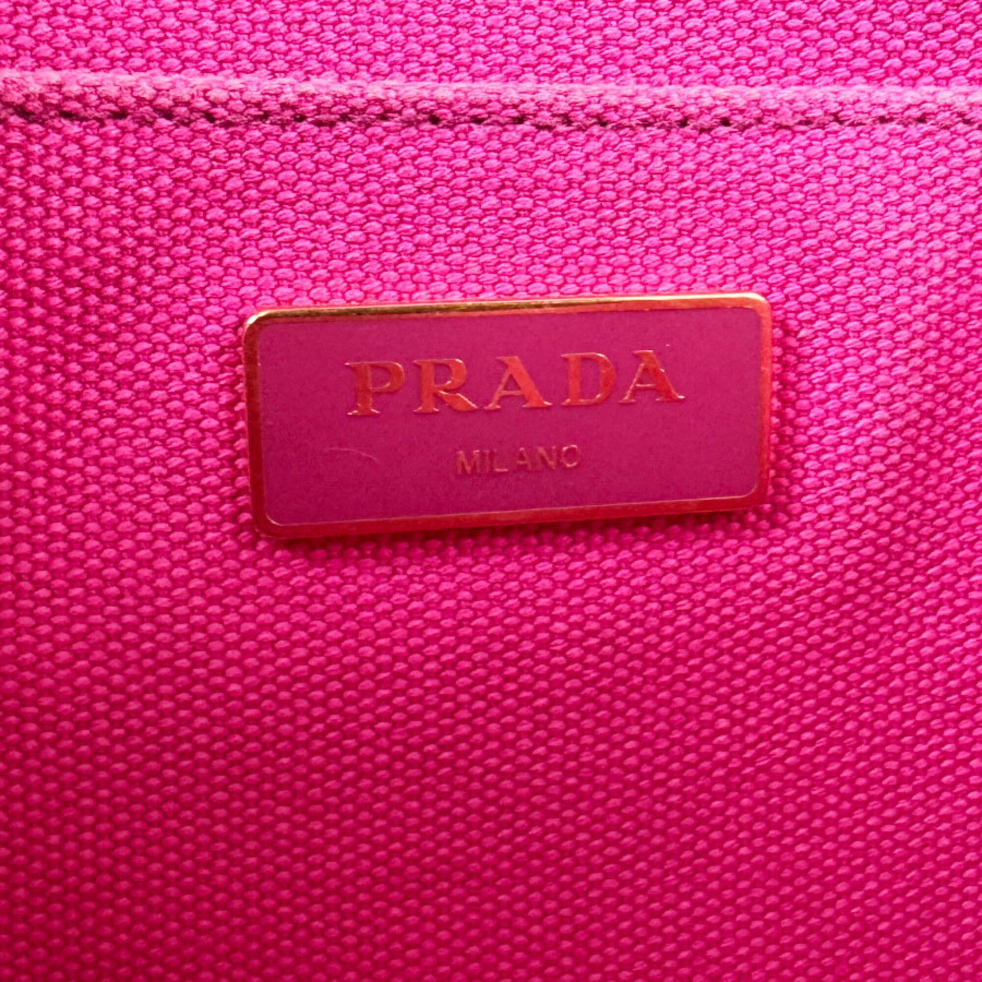 Prada Pink Canvas Handbag Shoulder Bag (Pre-Owned)