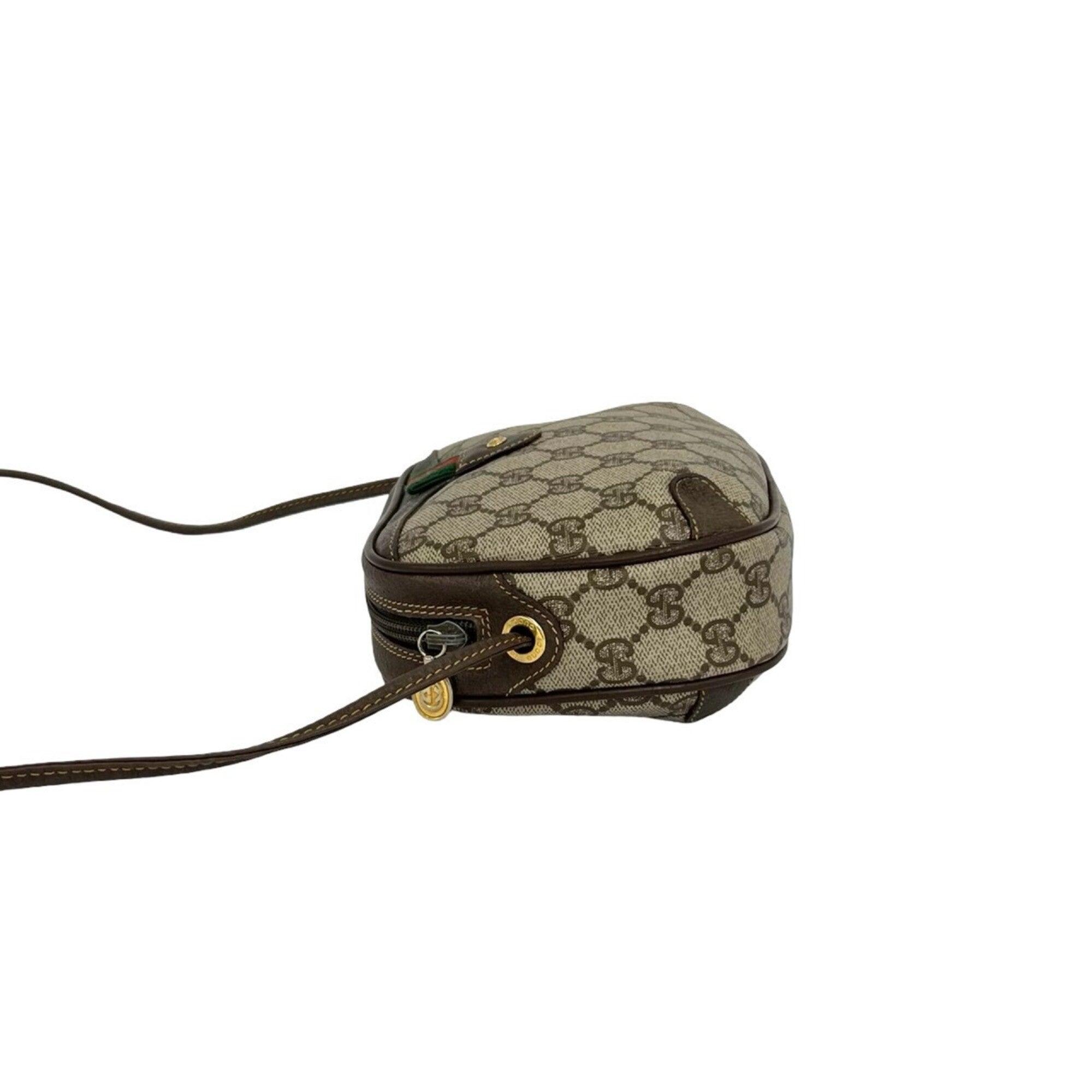 Gucci Brown Green Red Color Pvc Leather Shoulder Bag (Pre-Owned)