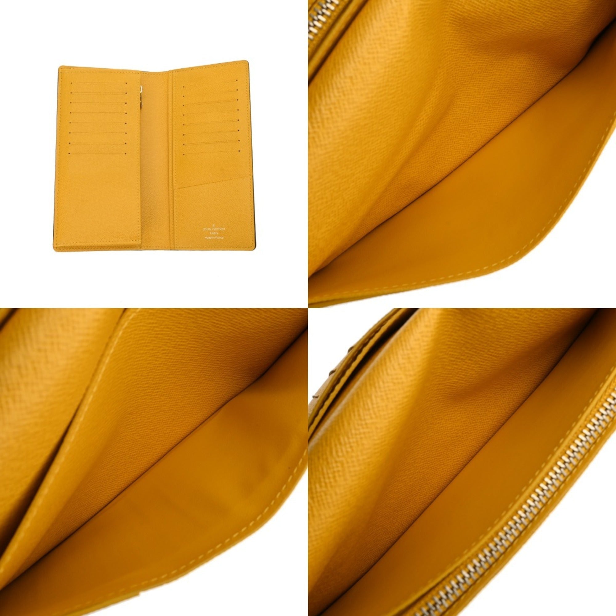 Louis Vuitton Taiga Jaune Leather Long Wallet (Bi-Fold) (Pre-Owned)