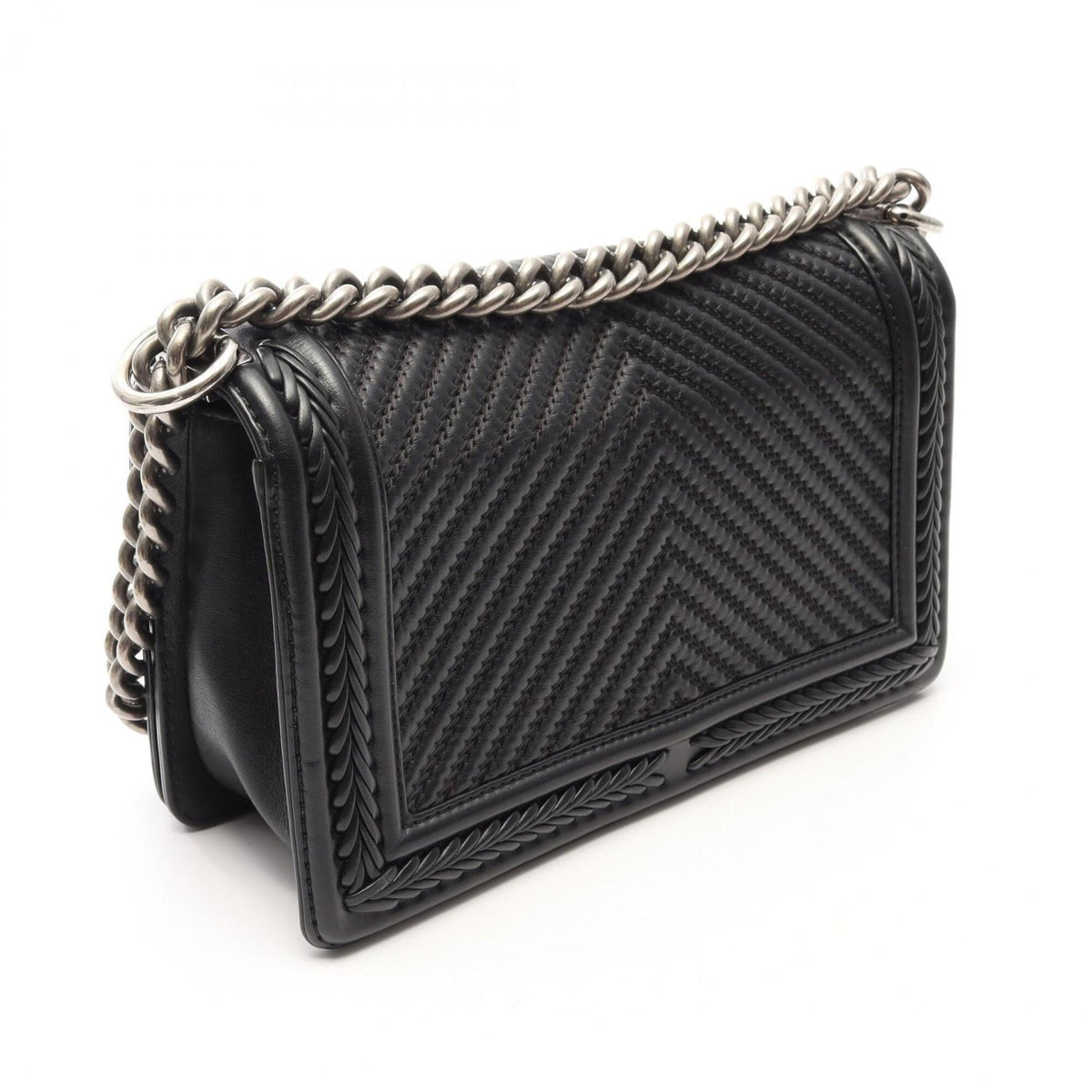 Chanel Black Leather Handbag Shoulder Bag (Pre-Owned)