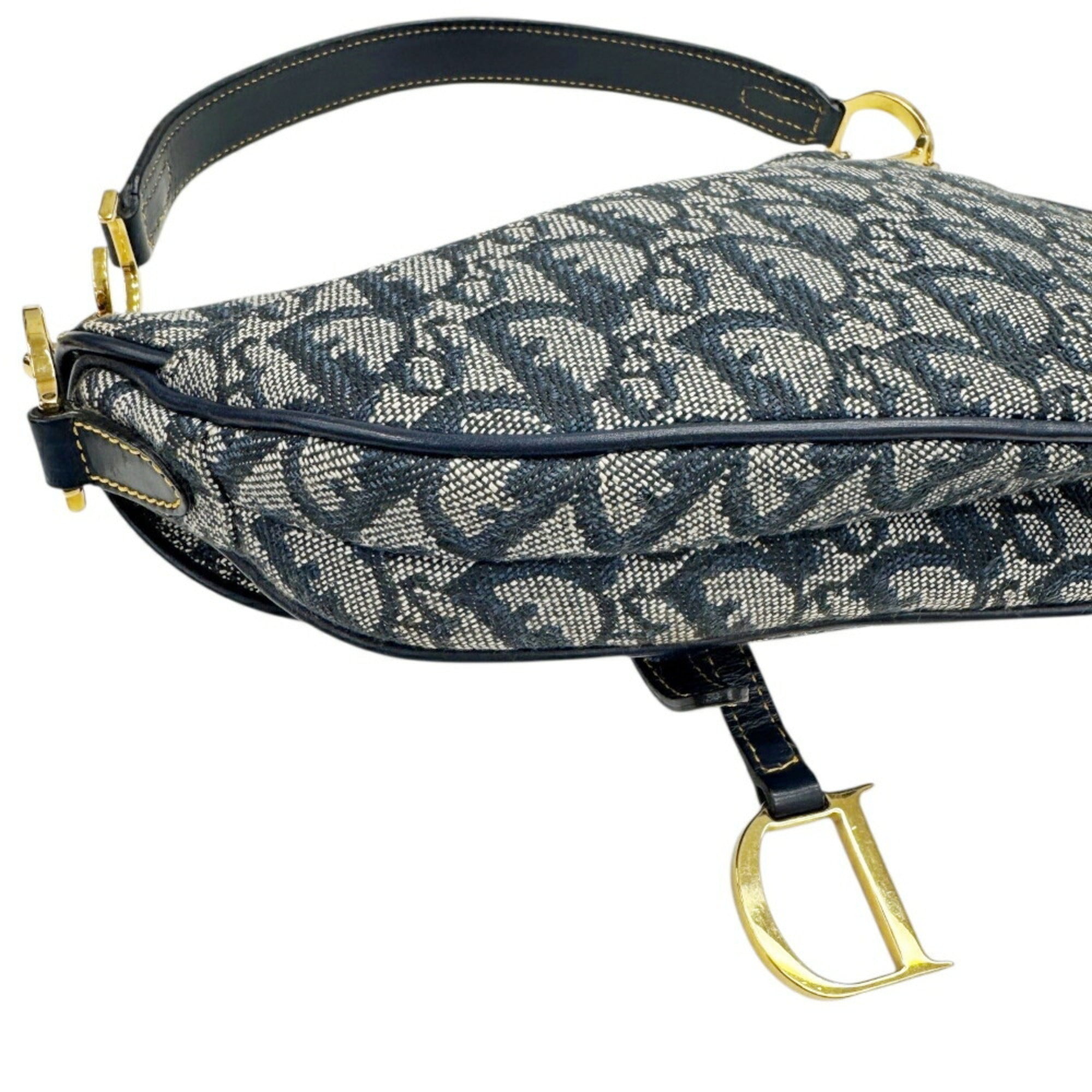 Christian Dior Navy Canvas Saddle Bag Shoulder Bag (Pre-Owned)