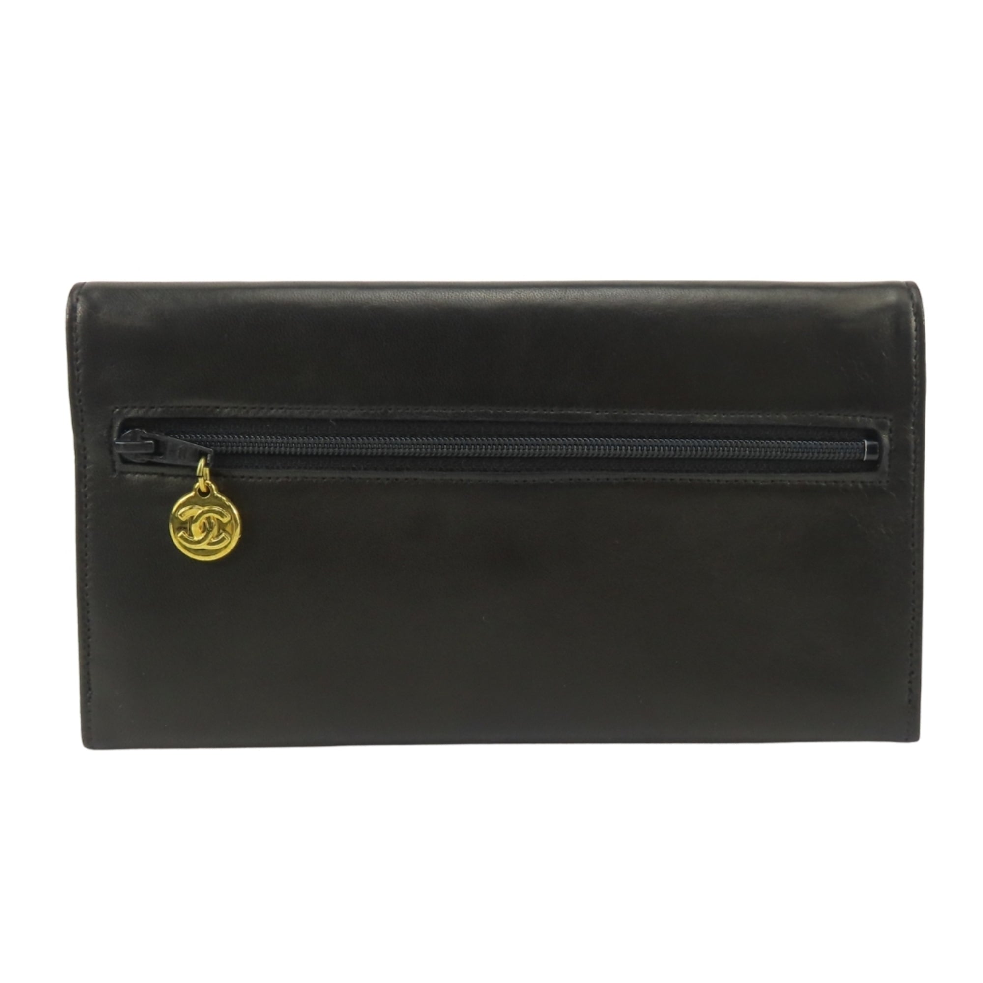 Chanel Black Leather Wallet (Bi-Fold) (Pre-Owned)
