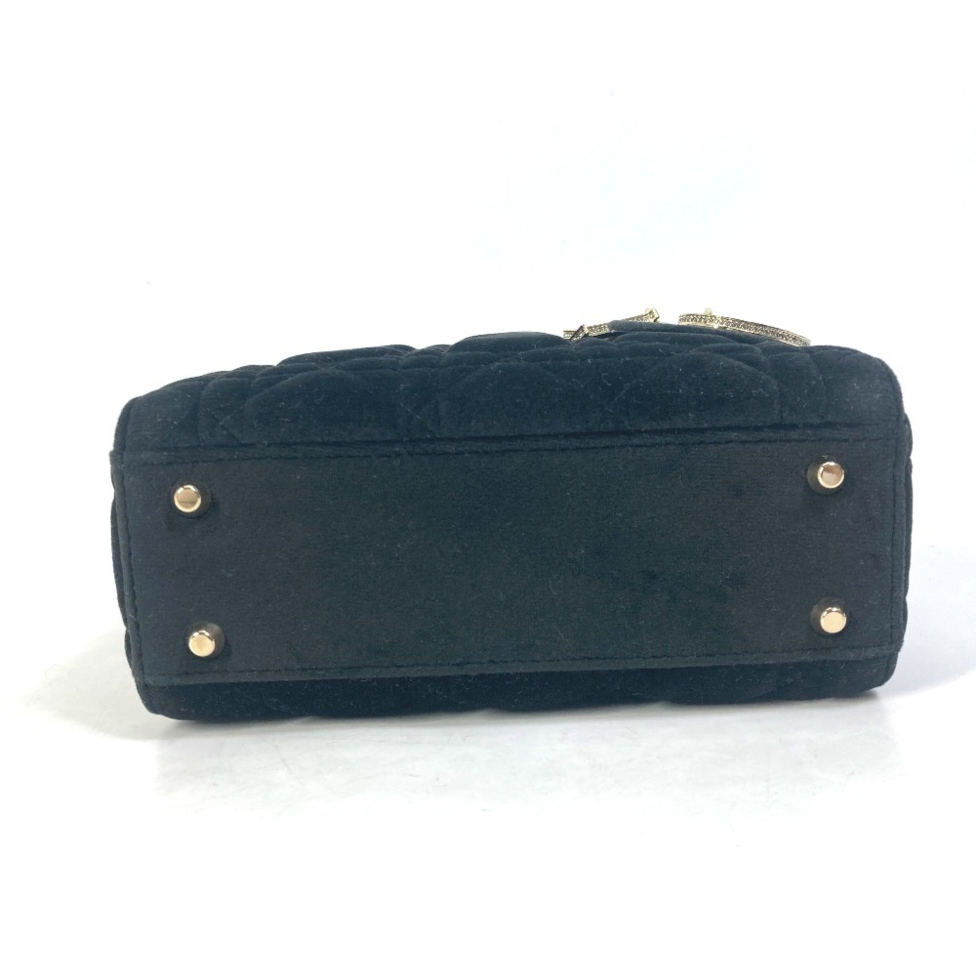 Christian Dior Lady Dior Black Leather Handbag Shoulder Bag (Pre-Owned)