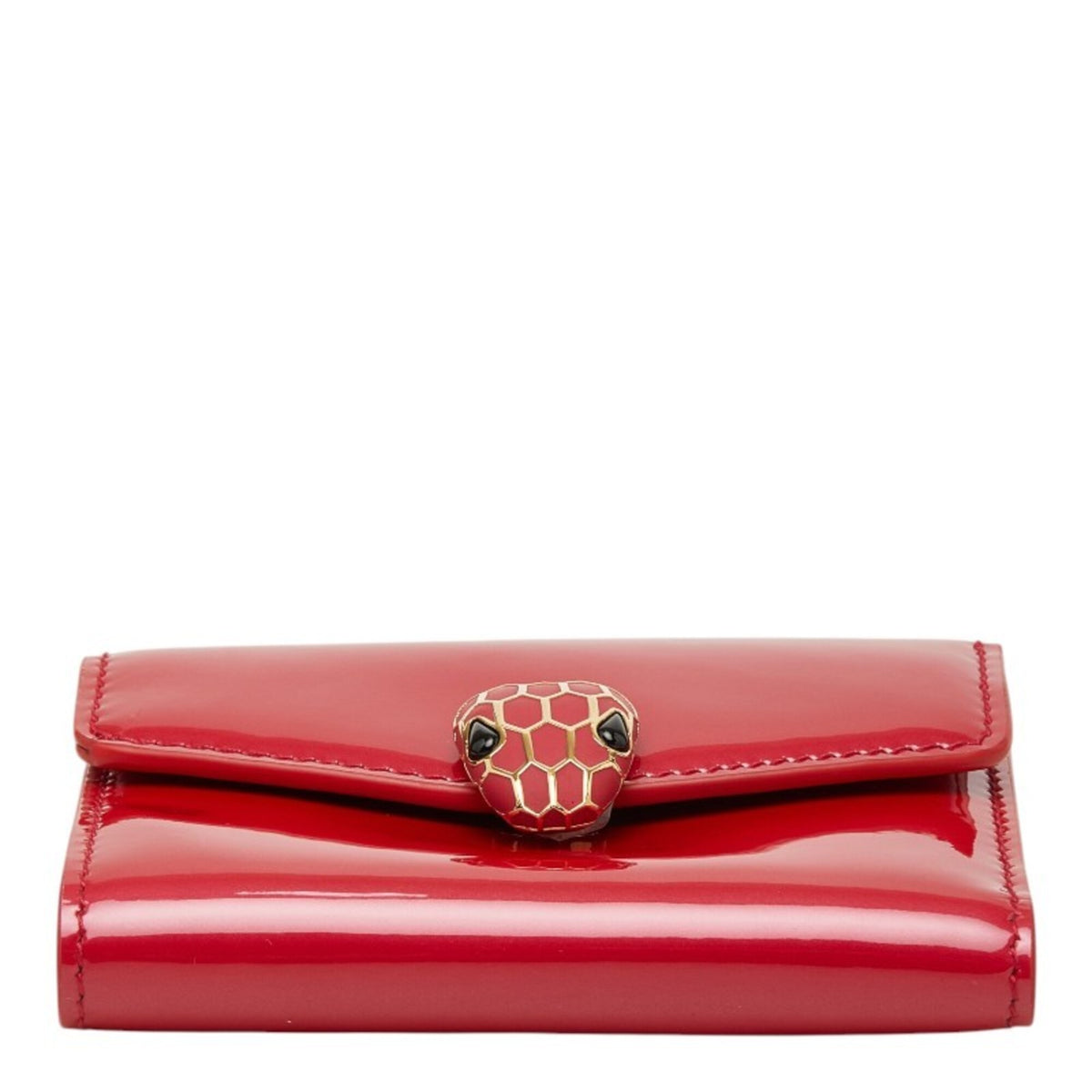 Bvlgari Pink Red Color Patent Leather Wallet (Tri-Fold) (Pre-Owned)