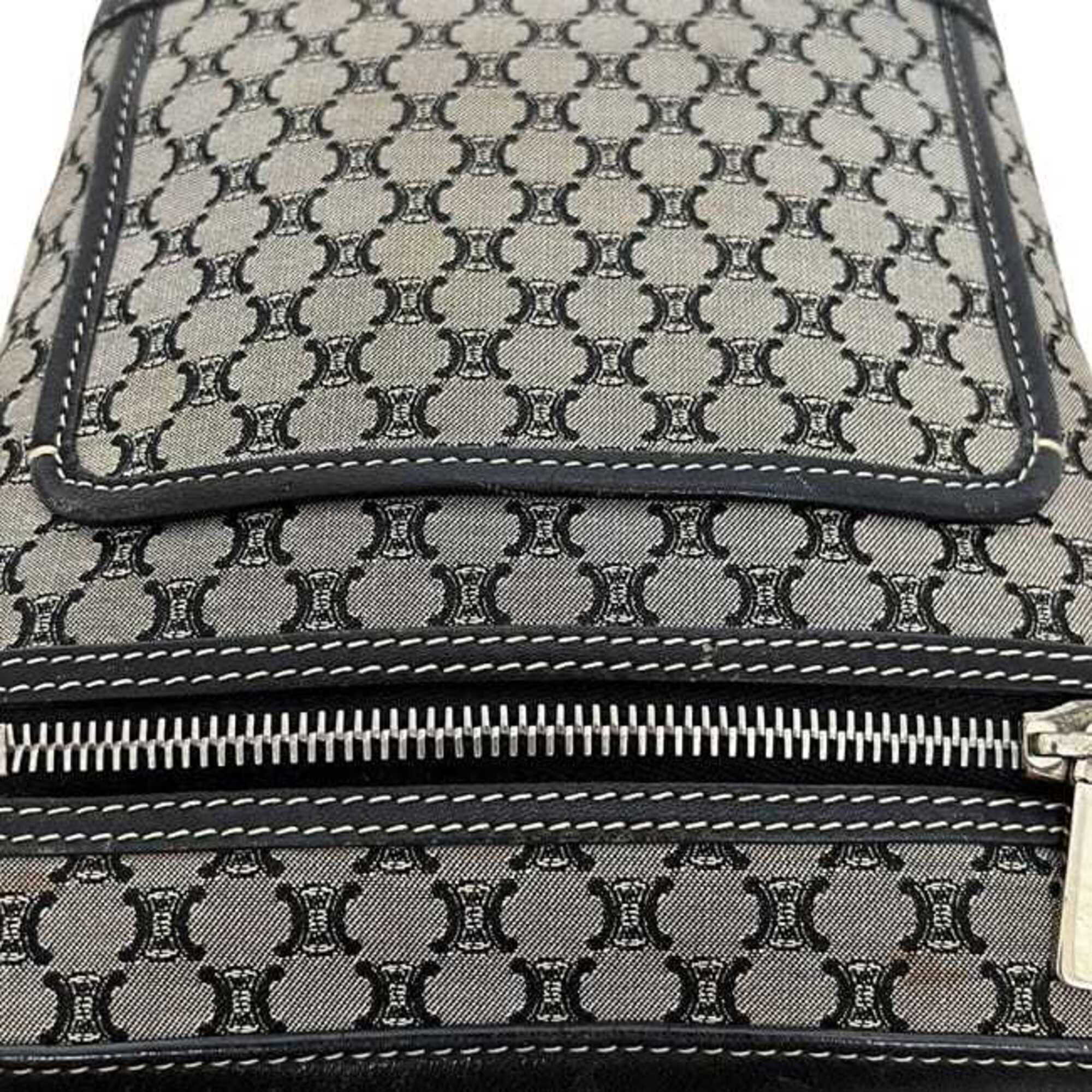 Celine Black Gray Nylon Leather Shoulder Bag (Pre-Owned)