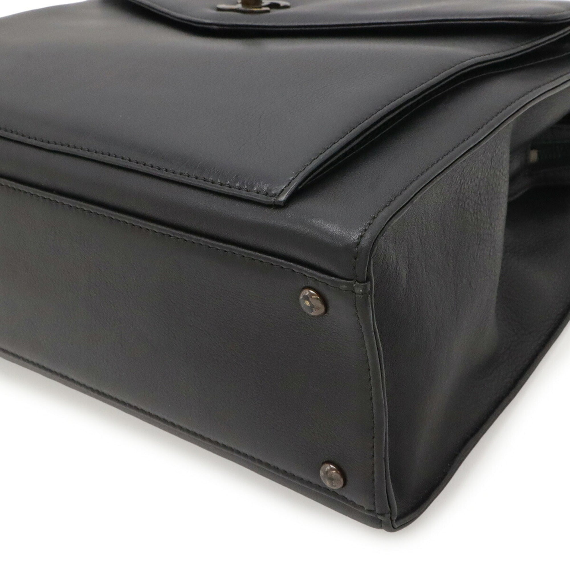 Chanel Black Leather Handbag Tote Bag (Pre-Owned)