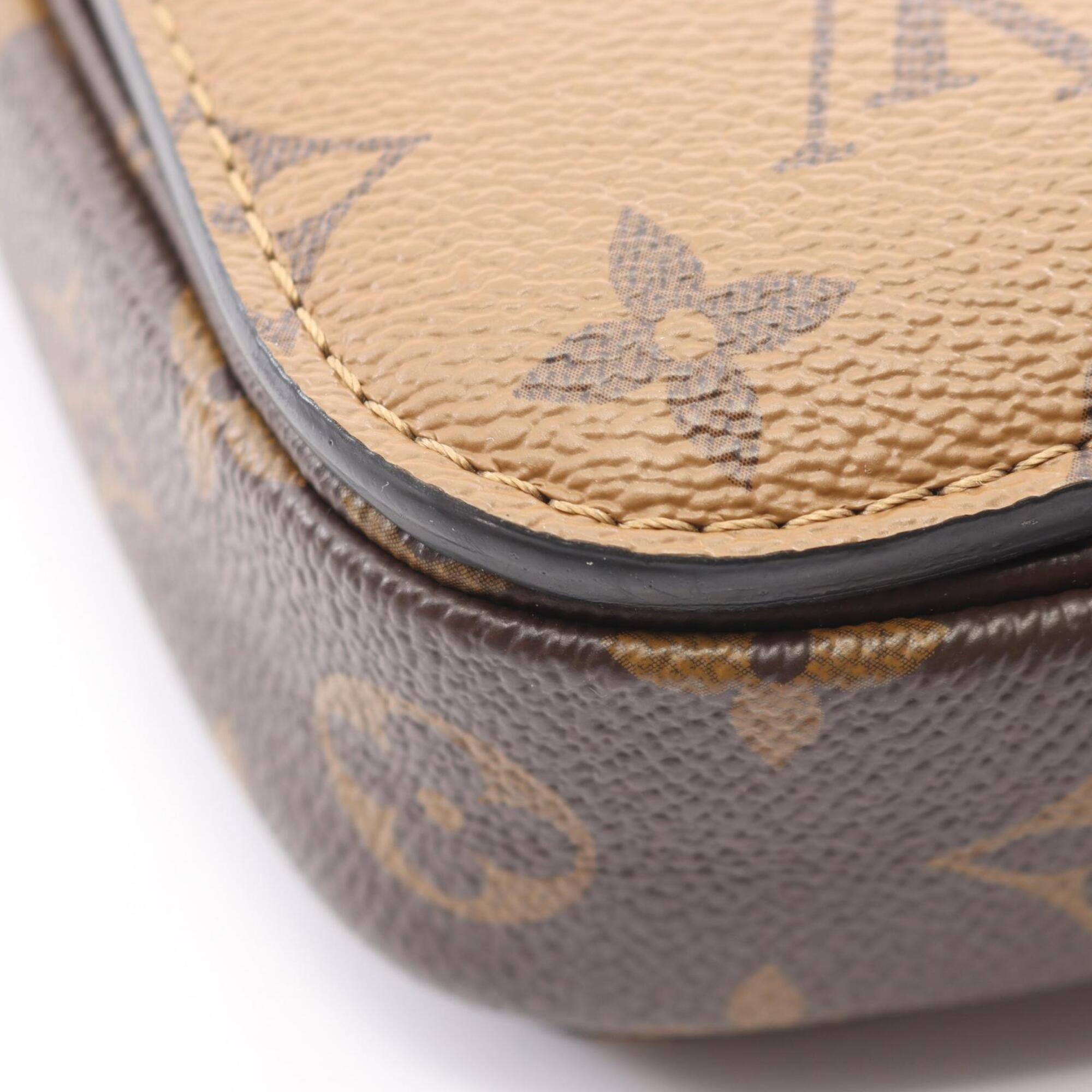 Louis Vuitton Black Brown Coated Canvas Pvc Monogram Reverse Leather Handbag Pochette (Pre-Owned)