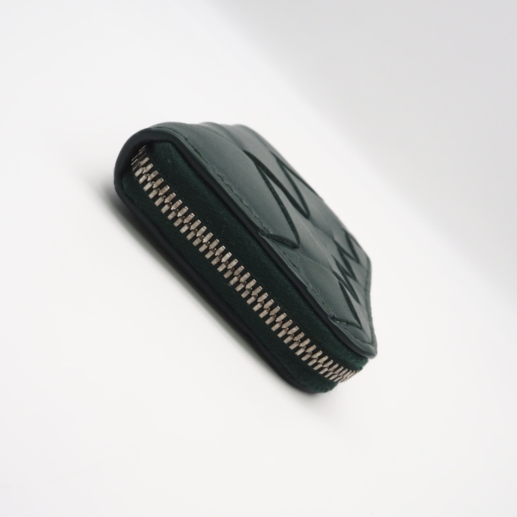 Bottega Veneta Intrecciato Green Leather Coin Purse/Coin Case (Pre-Owned)
