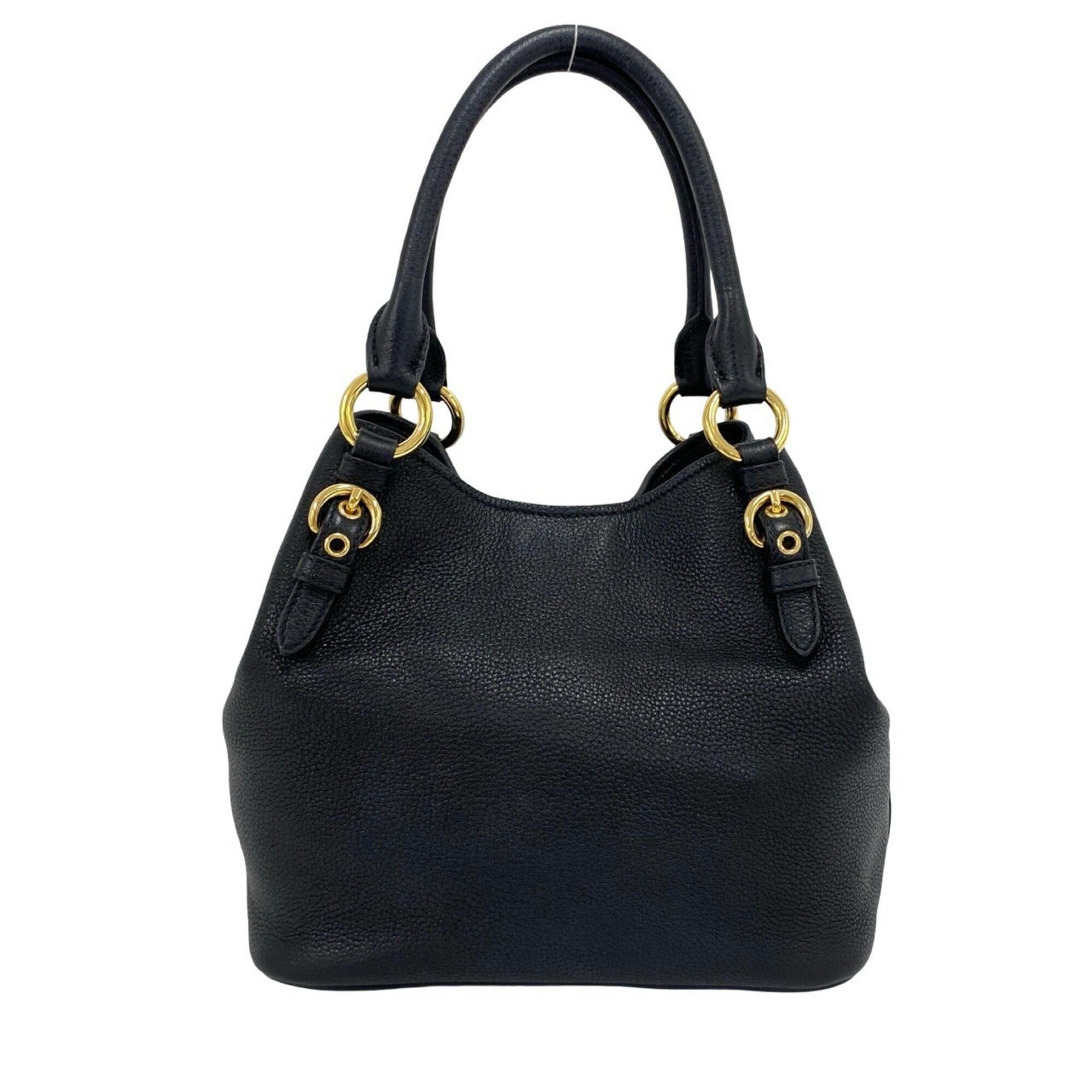 Miu Miu Black Leather Handbag Shoulder Bag Tote Bag (Pre-Owned)