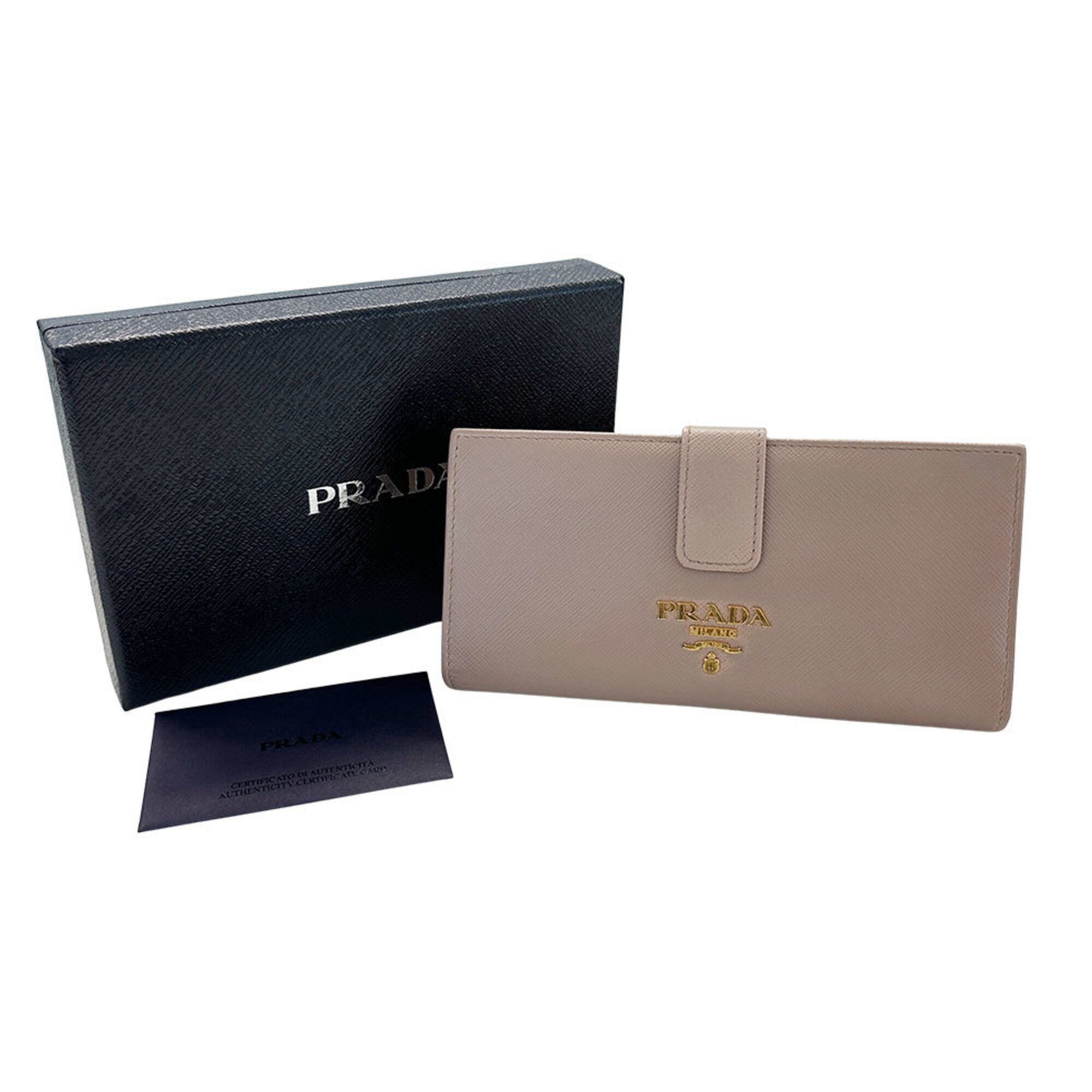 Prada Pink Saffiano Long Bill Wallet (Bi-Fold) (Pre-Owned)
