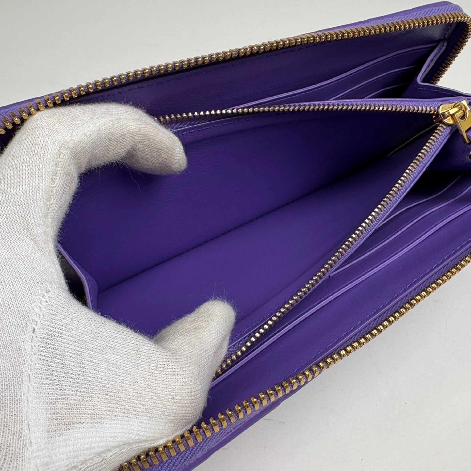 Bottega Veneta Purple Intrecciato Long Wallet (Bi-Fold) (Pre-Owned)