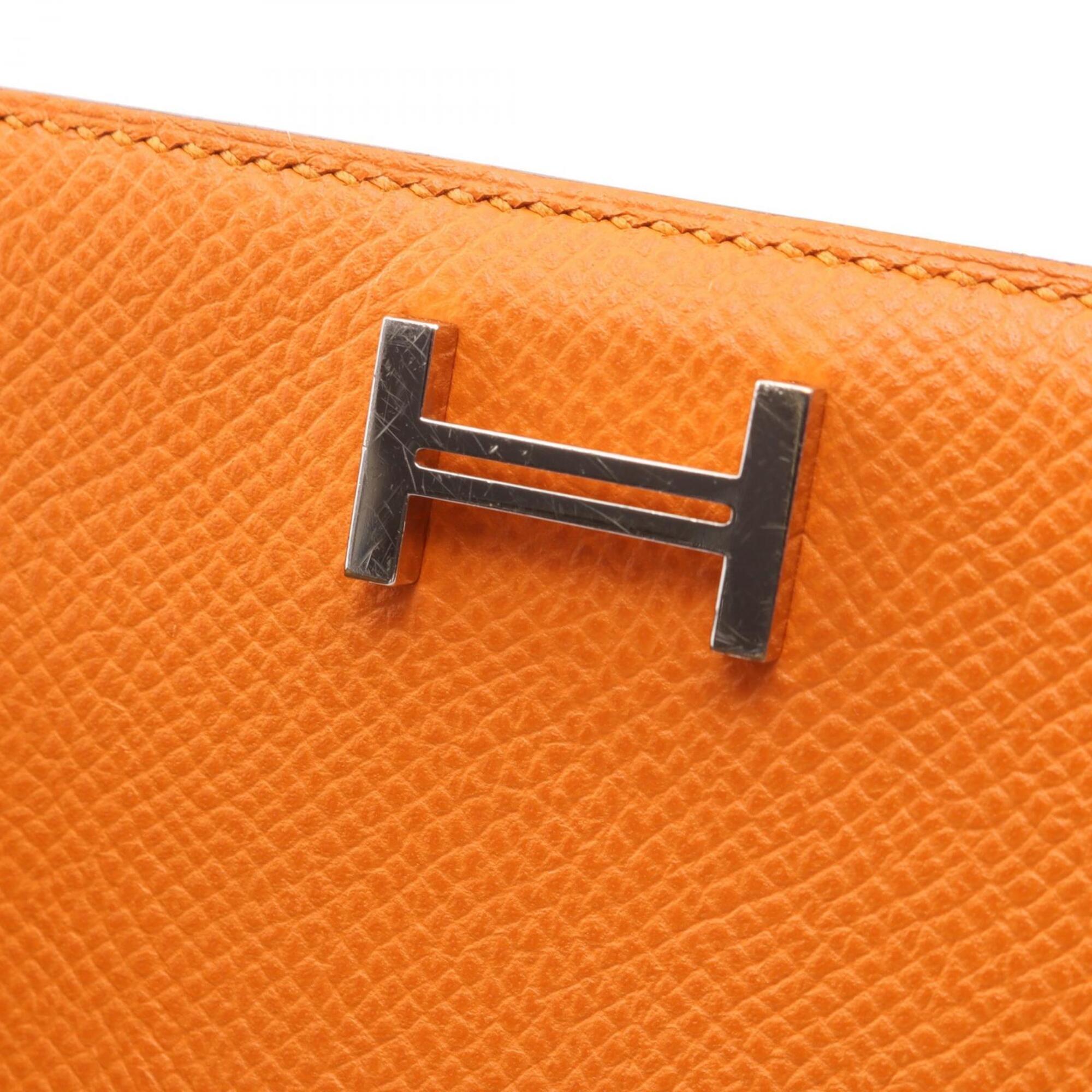 Hermes Orange Pink Epsom Leather Long Wallet (Bi-Fold) (Pre-Owned)