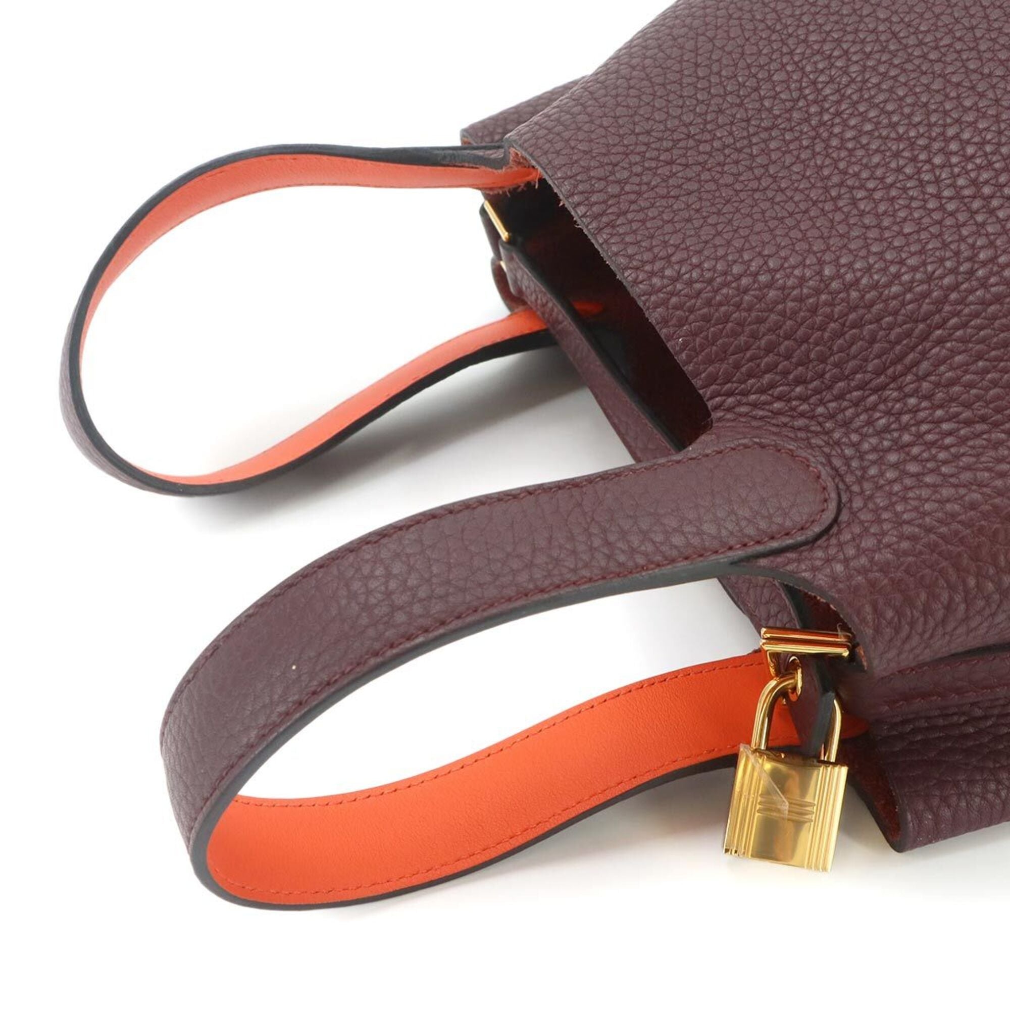 Hermes Orange Poppy Purple Taurillon Clemence Leather Swift Leather Handbag (Pre-Owned)