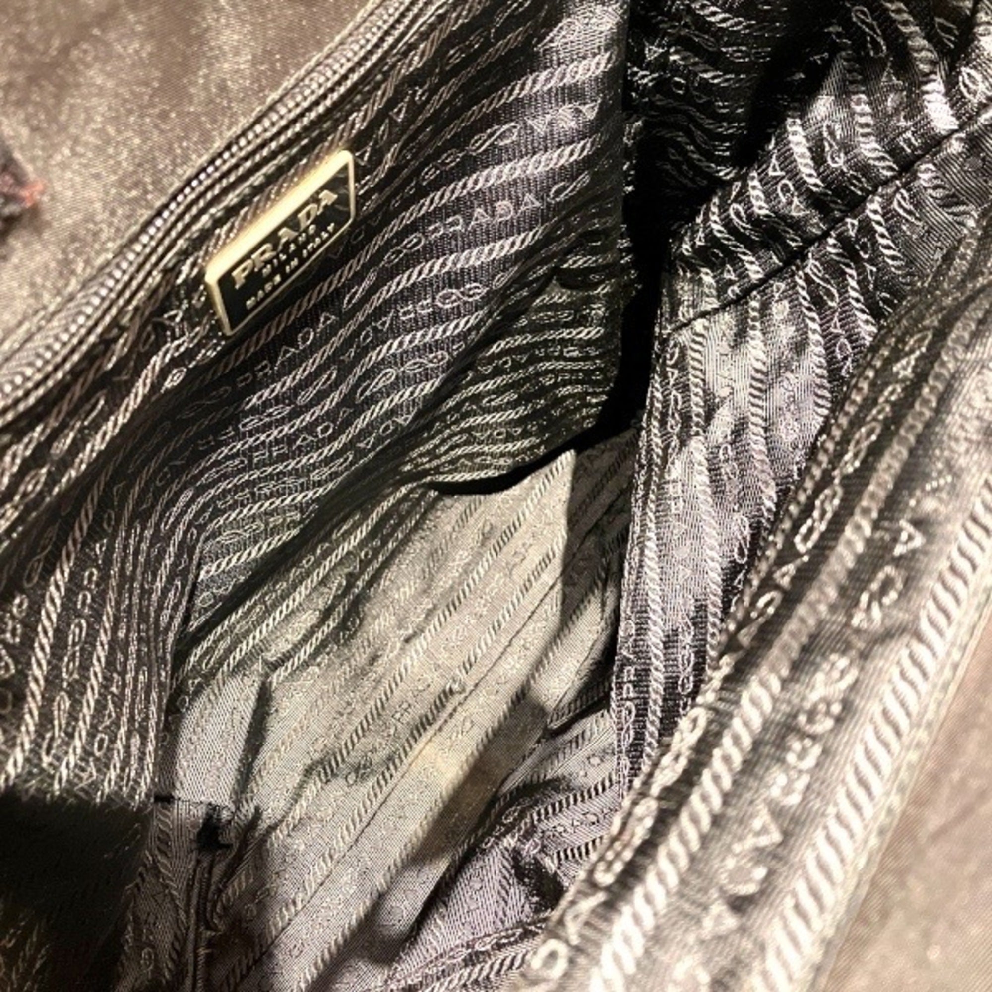Prada Black Nylon Plastic Handbag Tote Bag (Pre-Owned)