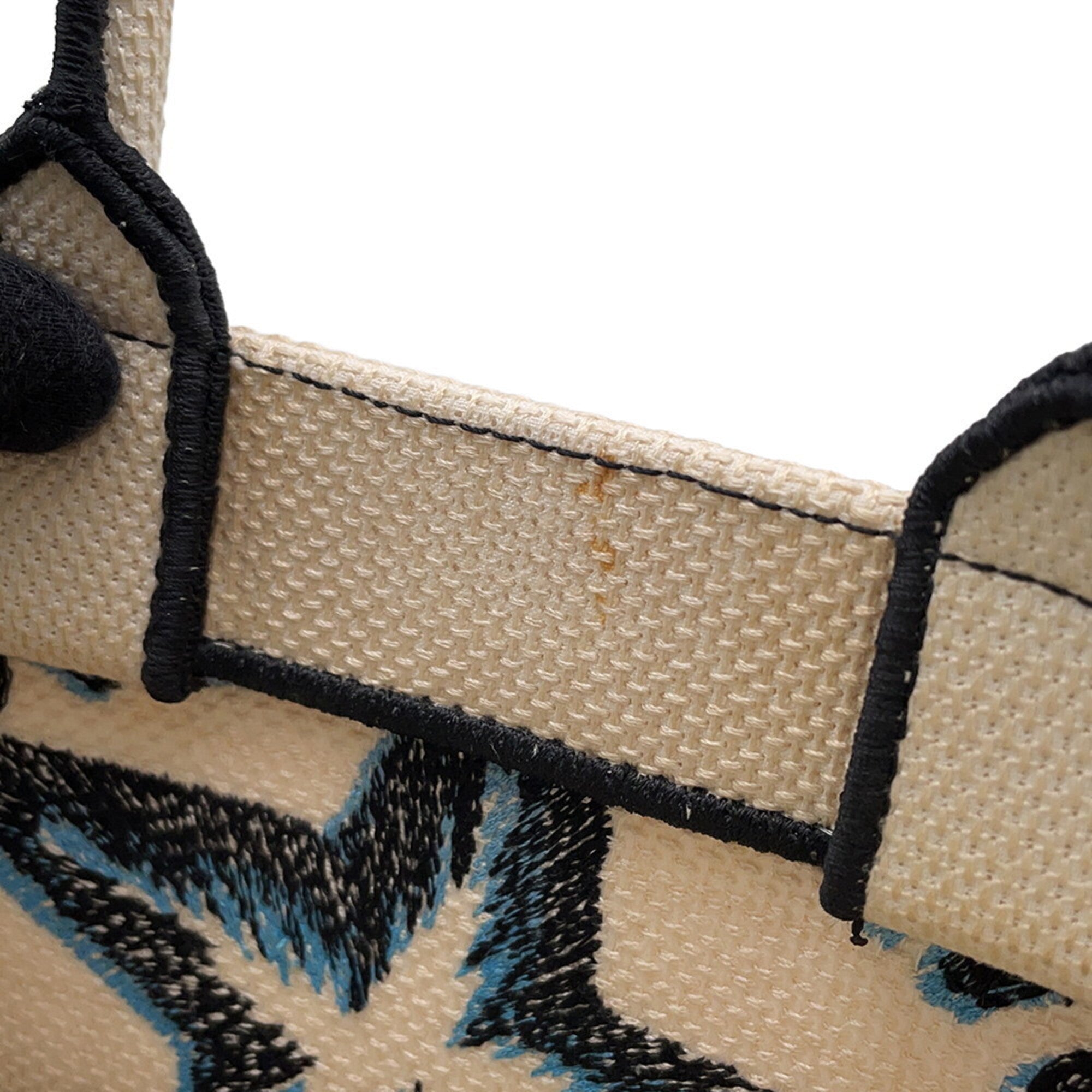 Christian Dior Black Blue White Canvas Handbag Tote Bag (Pre-Owned)