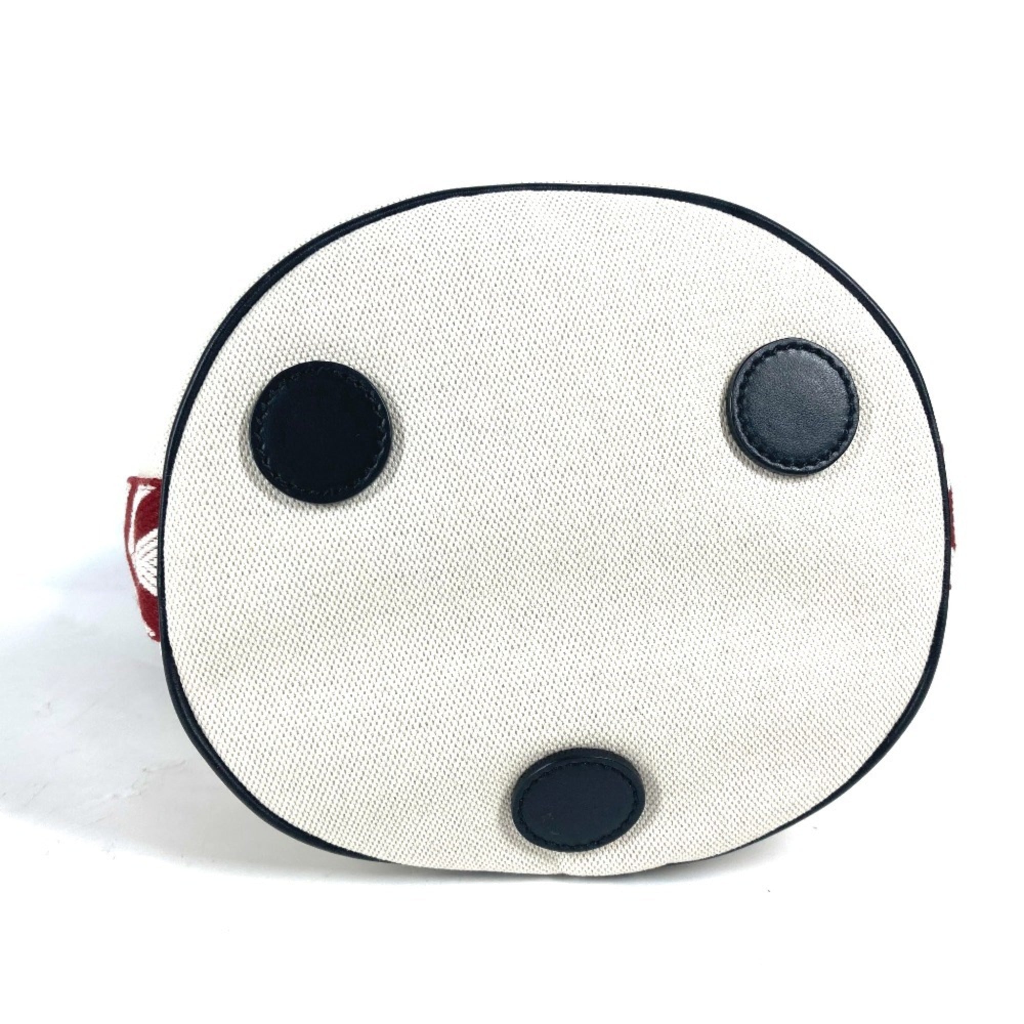Bally Black Red Color White Canvas Handbag Shoulder Bag (Pre-Owned)