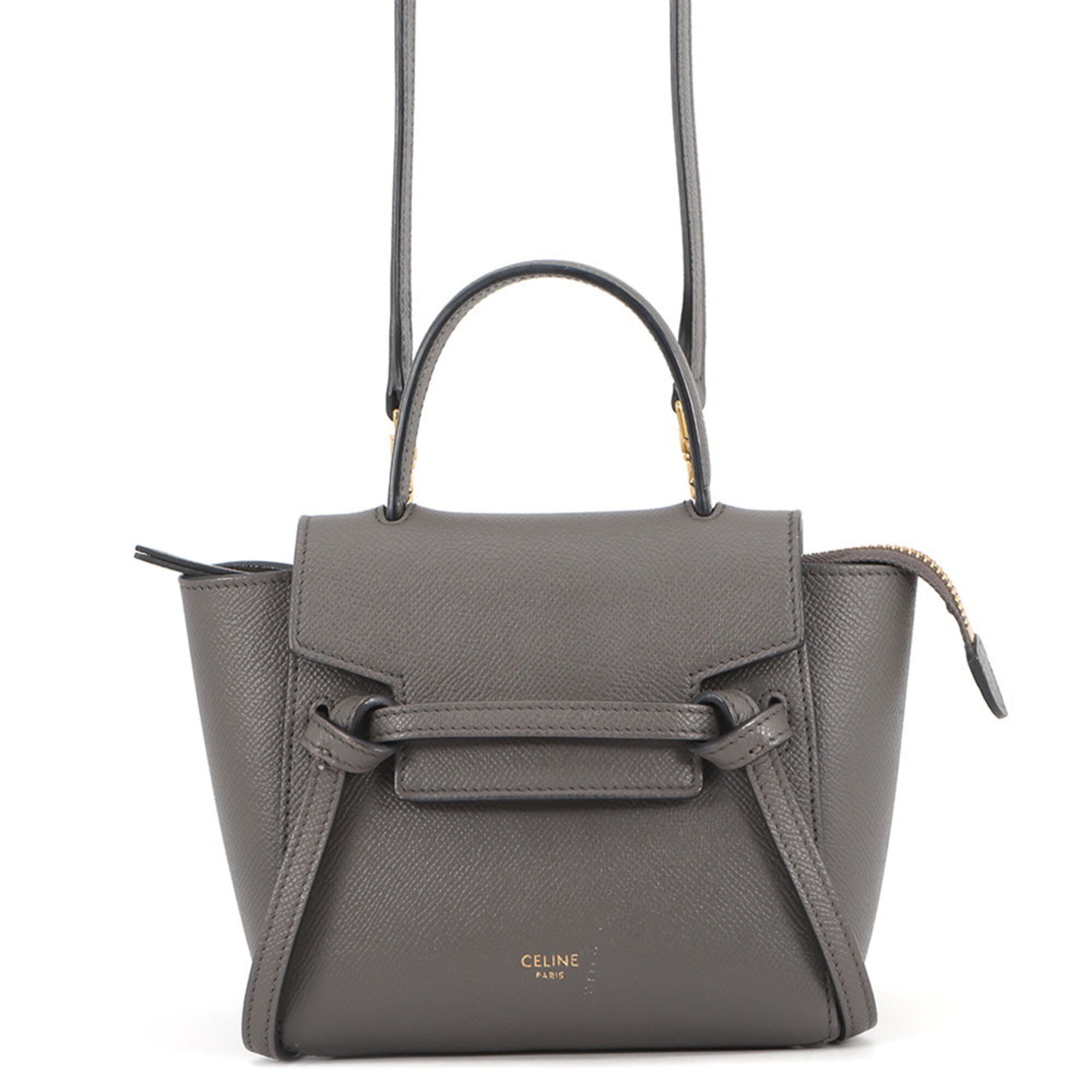 Celine Gray Leather Handbag Shoulder Bag (Pre-Owned)