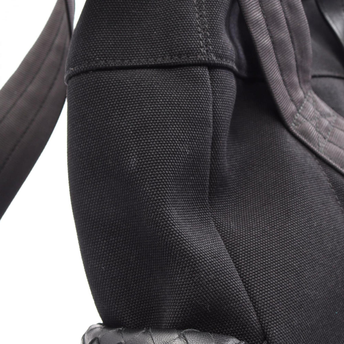 Bottega Veneta Black Gray White Canvas Leather Backpack Handbag (Pre-Owned)