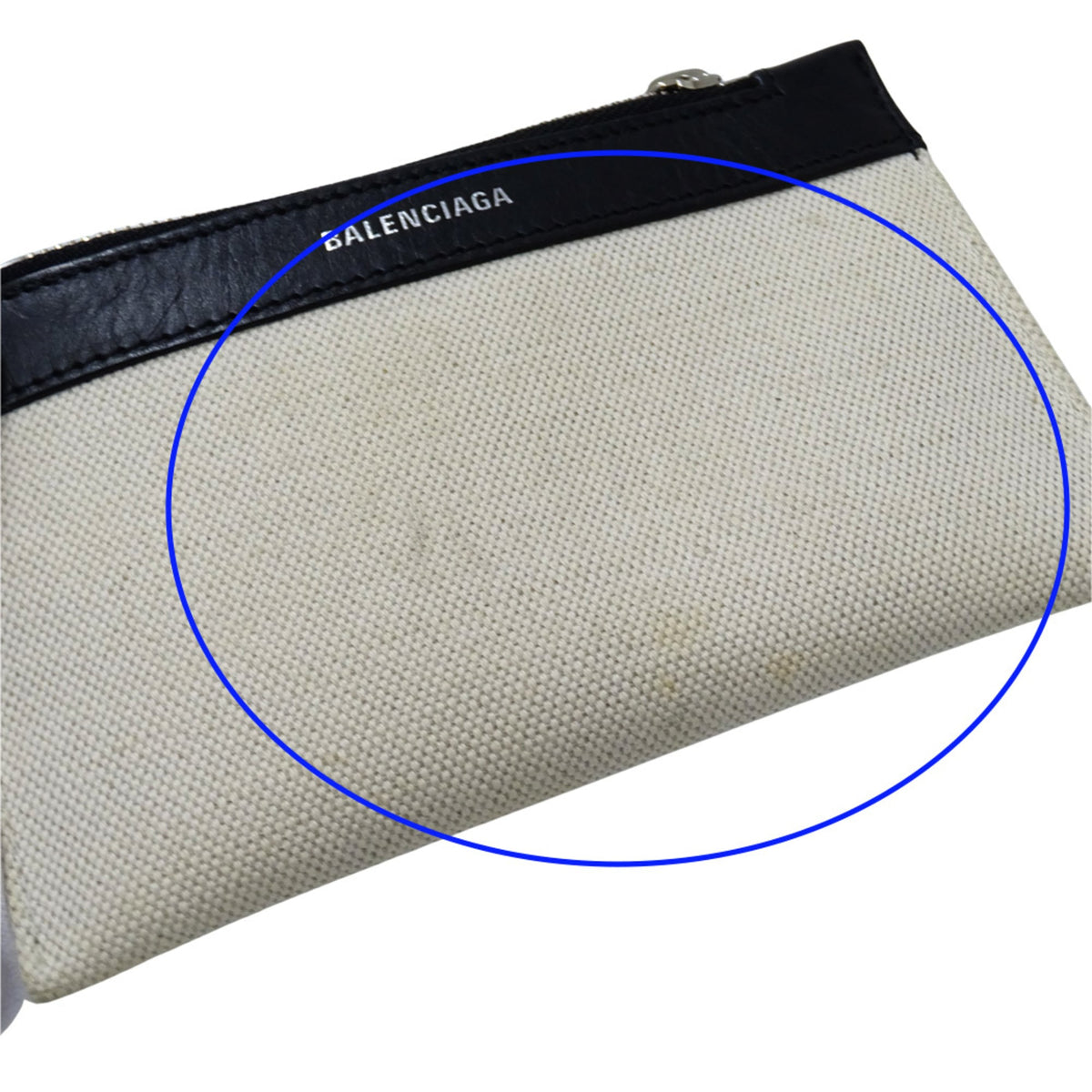 Balenciaga Black White Yellow Canvas Handbag Pouch (Pre-Owned)