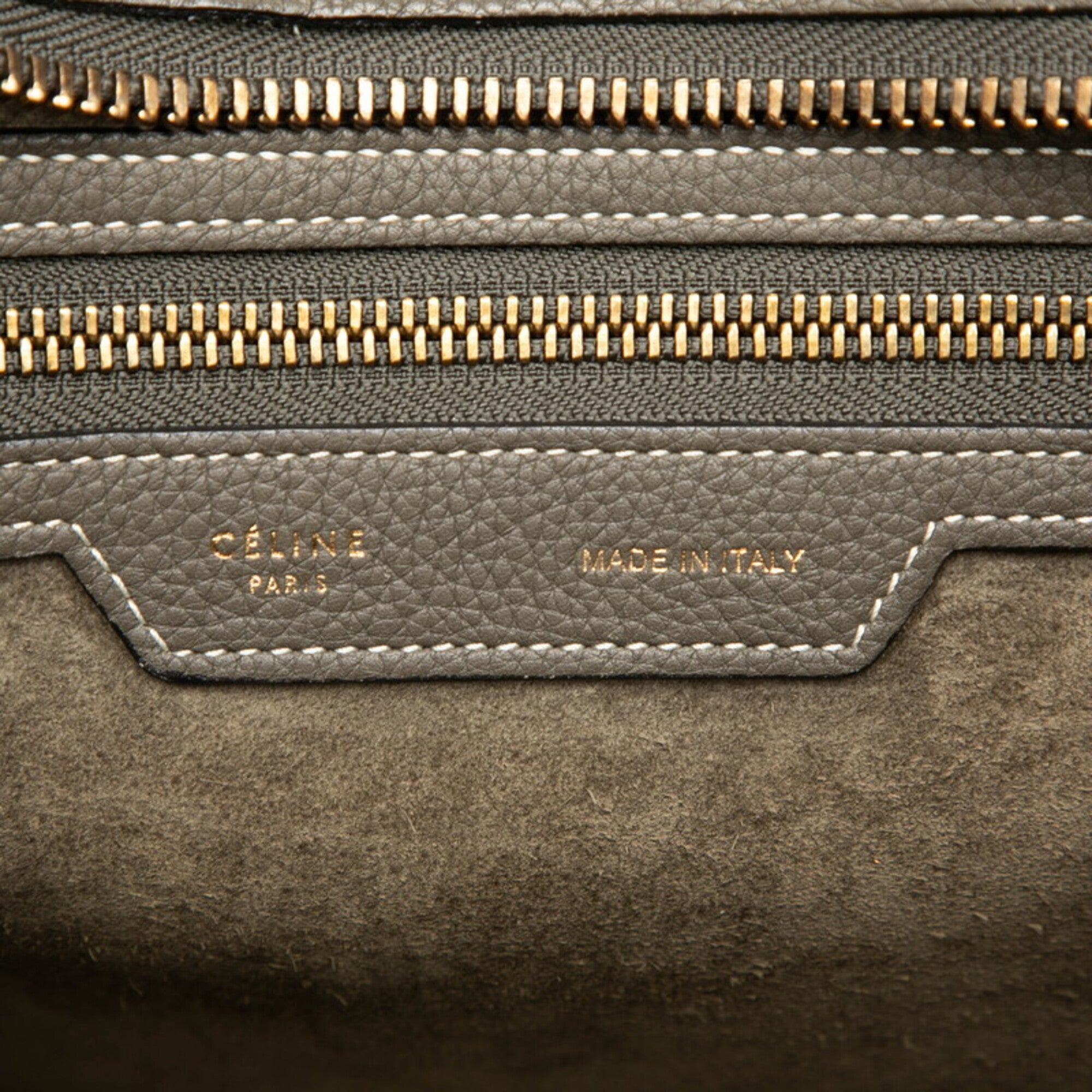 Celine Gray Green Khaki Leather Handbag (Pre-Owned)