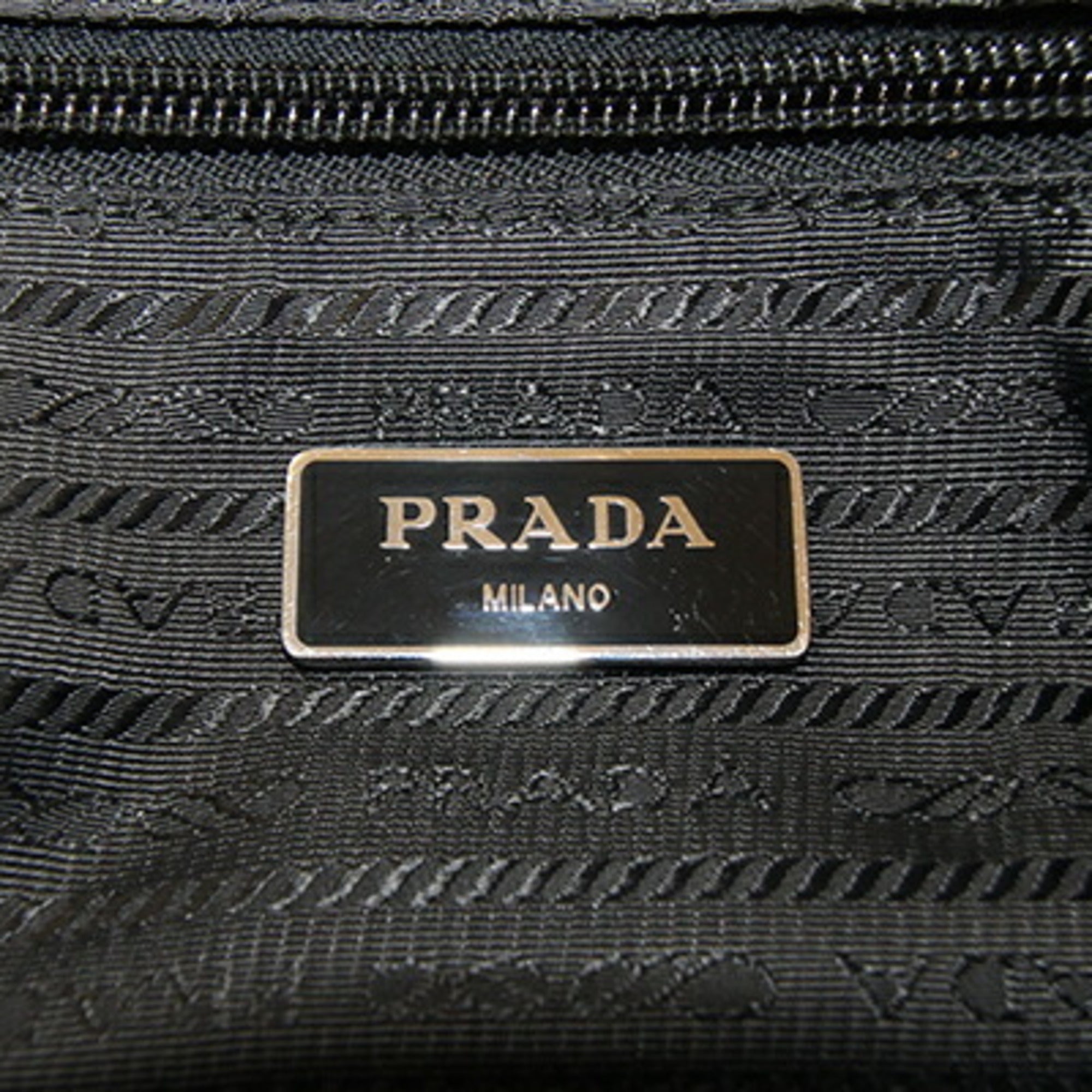 Prada Black Nero Nylon Leather Handbag (Pre-Owned)