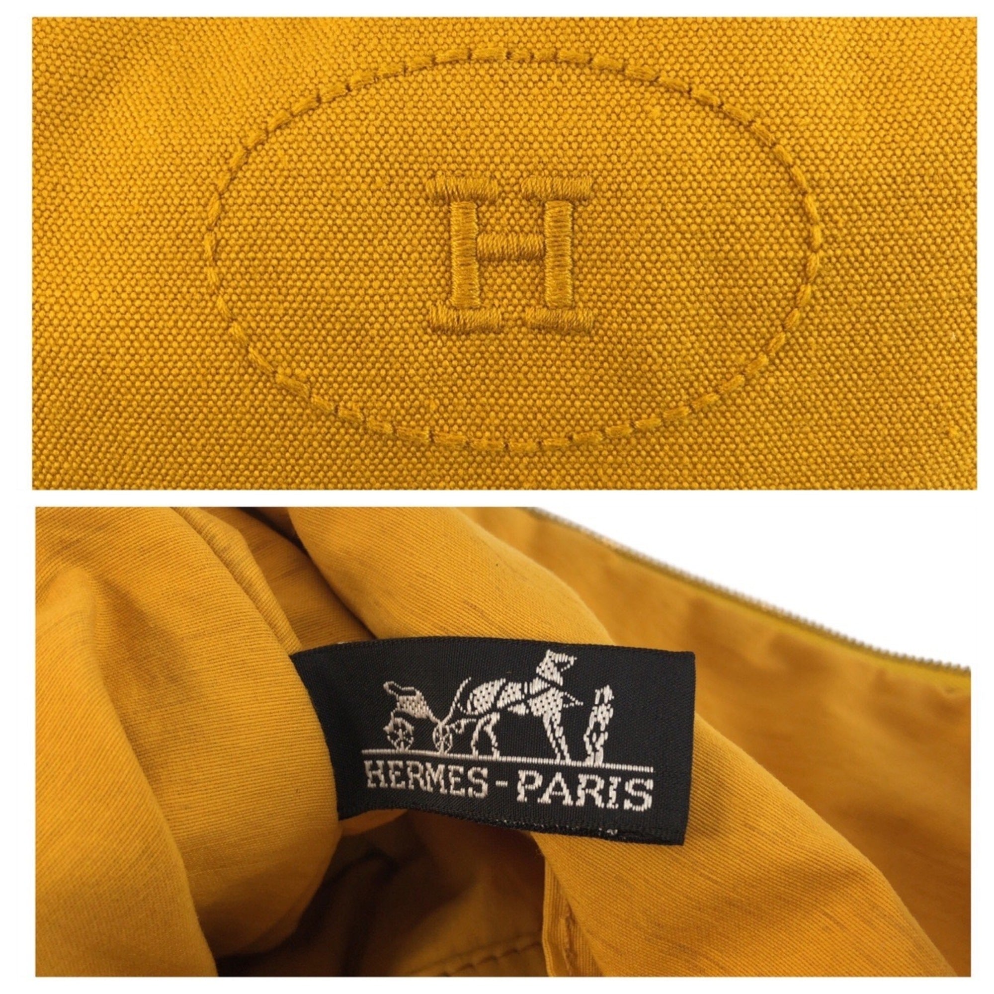 Hermes Mustard Yellow Canvas Handbag Pouch (Pre-Owned)