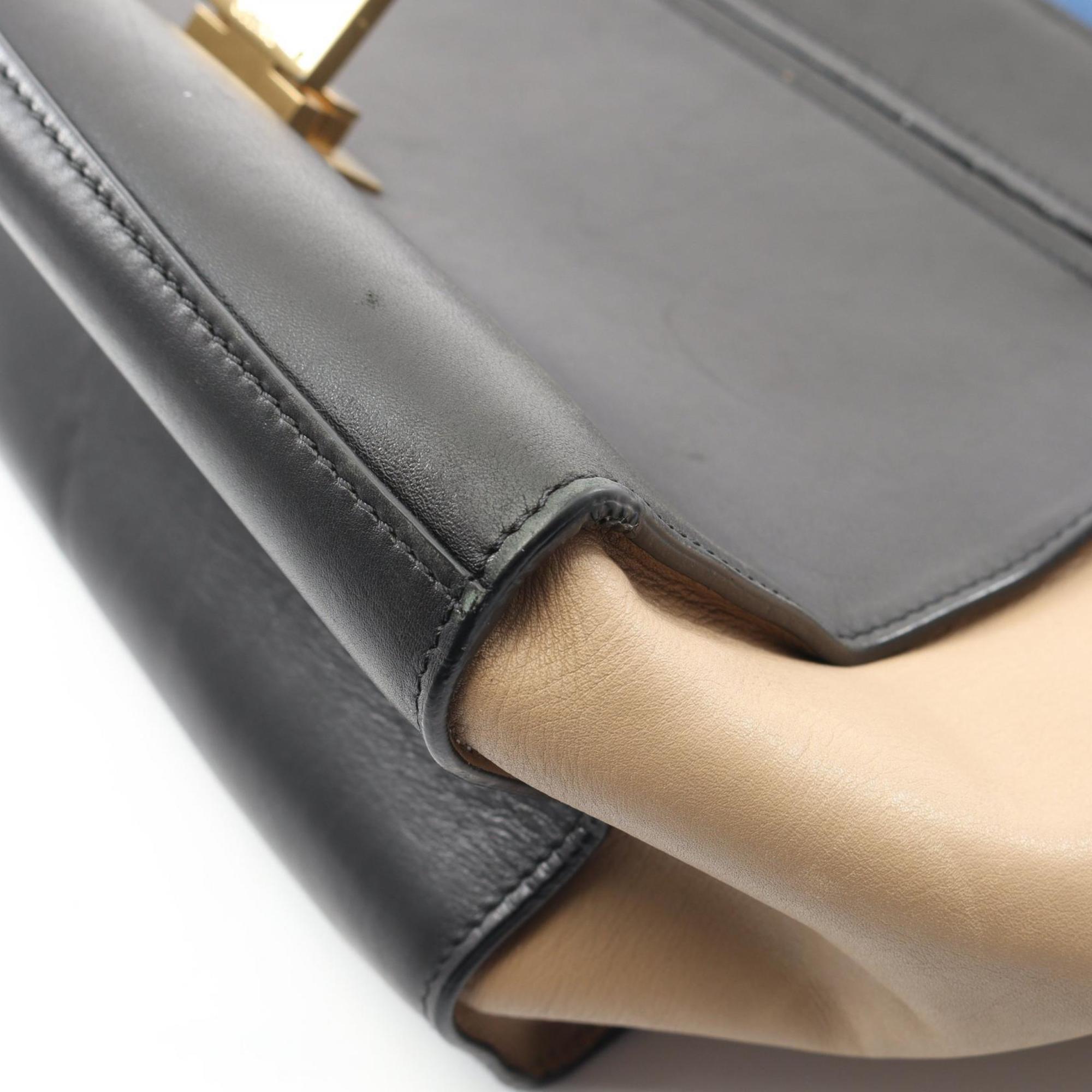 Celine Beige Black Blue Leather Handbag (Pre-Owned)