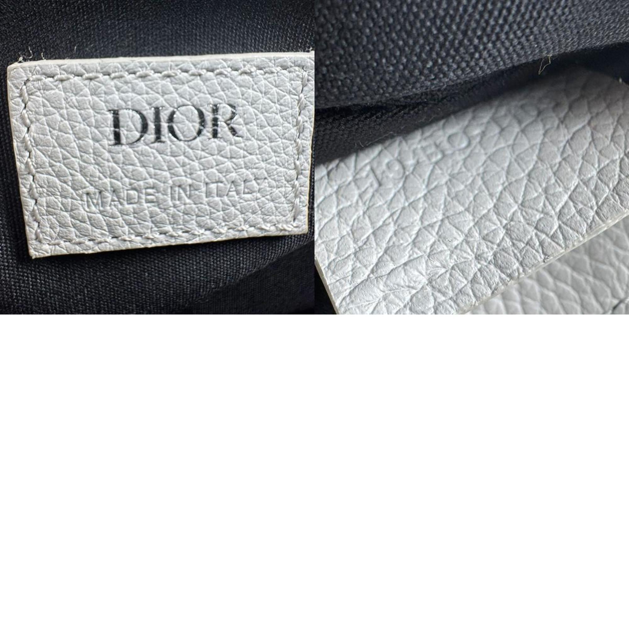 Christian Dior Light Gray White Canvas Leather Shoulder Bag (Pre-Owned)