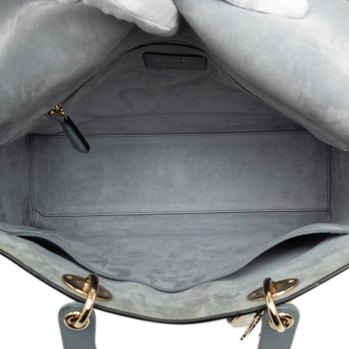 Christian Dior Lady Dior Gray Leather Handbag Shoulder Bag (Pre-Owned)