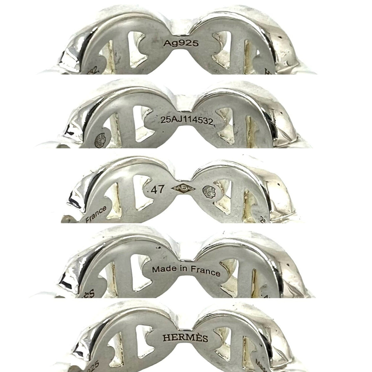 Hermes Silver Silver 925 Band Ring (Pre-Owned)