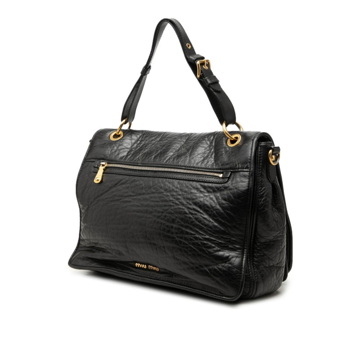 Miu Miu Black Leather Handbag Shoulder Bag (Pre-Owned)