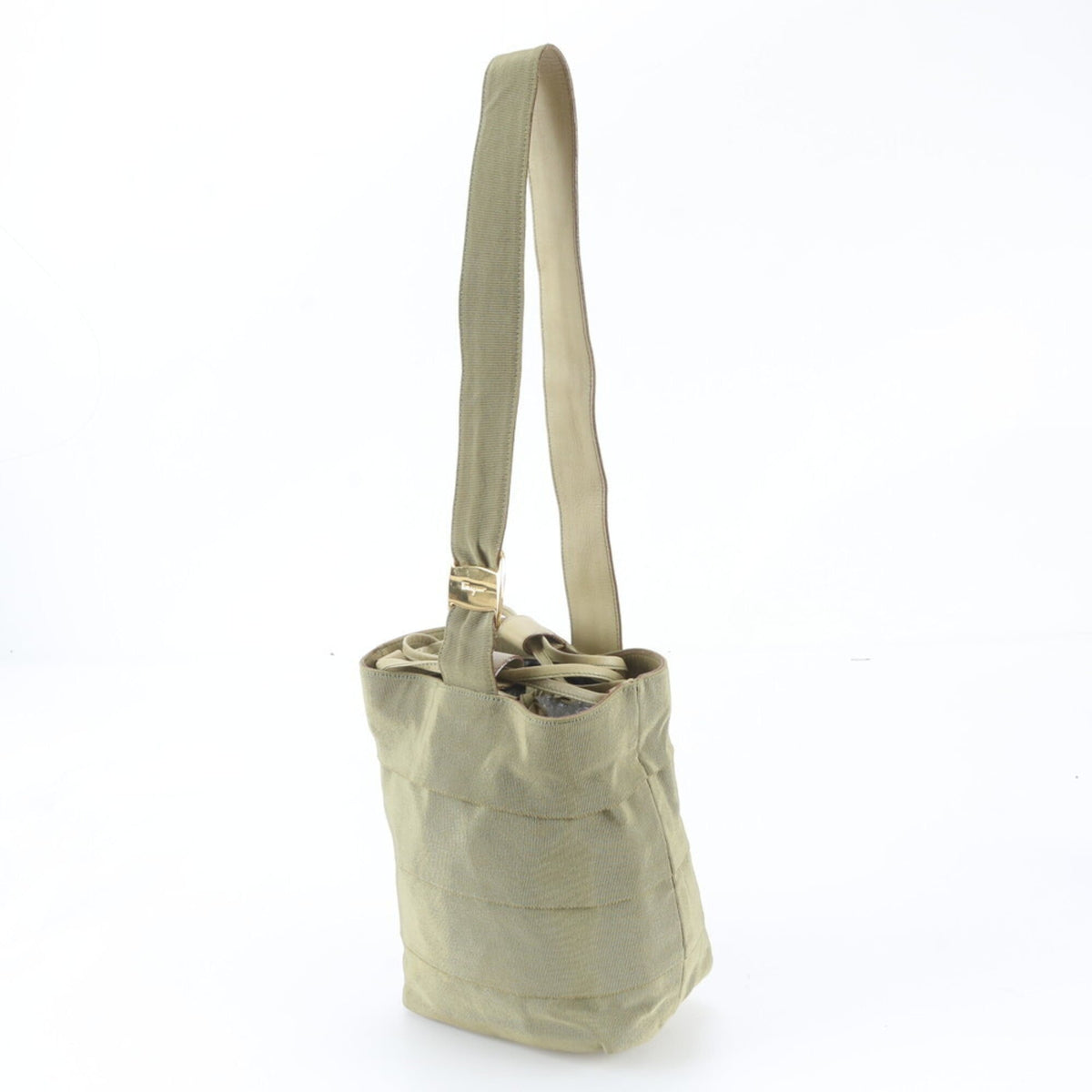 Salvatore Ferragamo Green Leather Nylon Handbag Shoulder Bag (Pre-Owned)