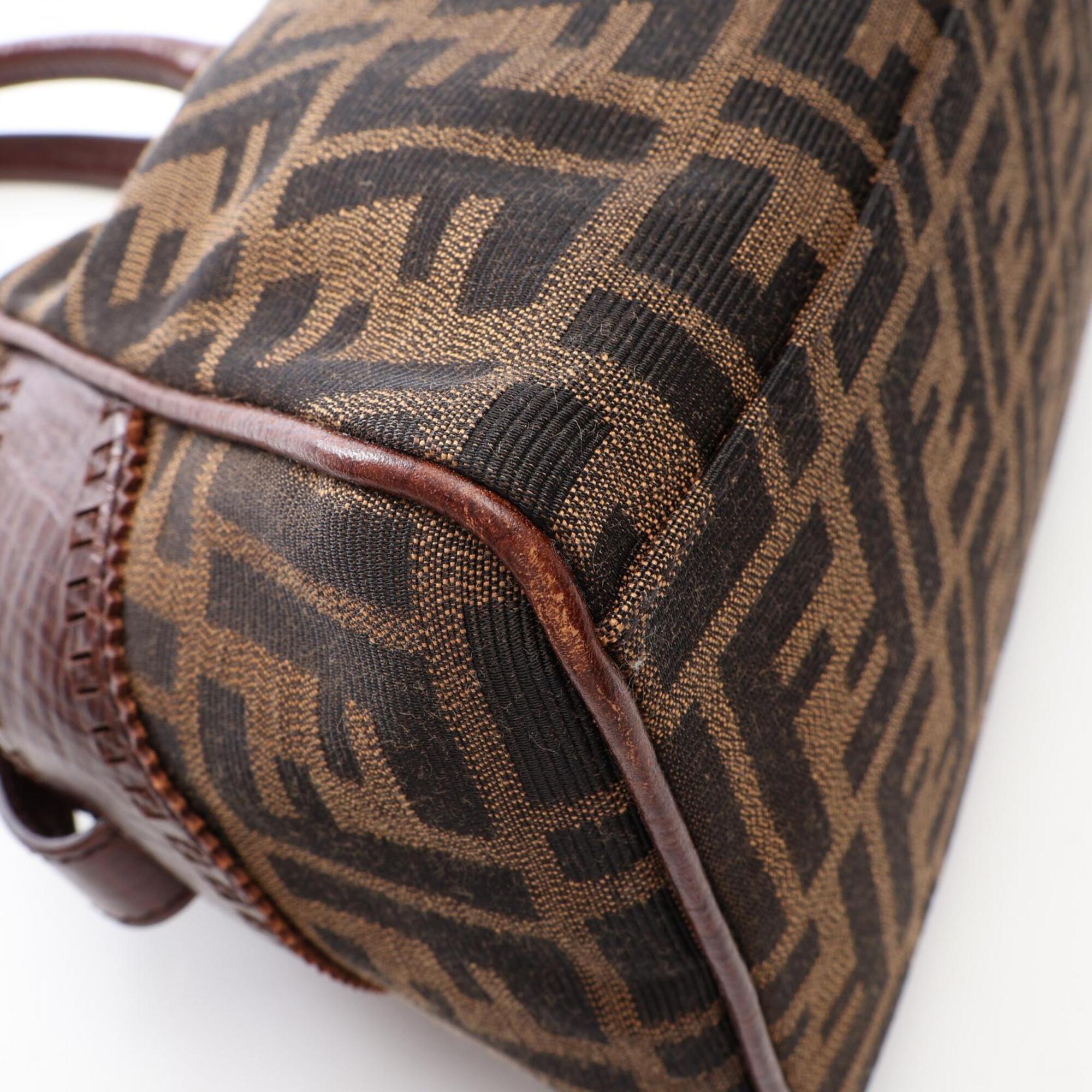 Fendi Brown Canvas Leather Handbag (Pre-Owned)