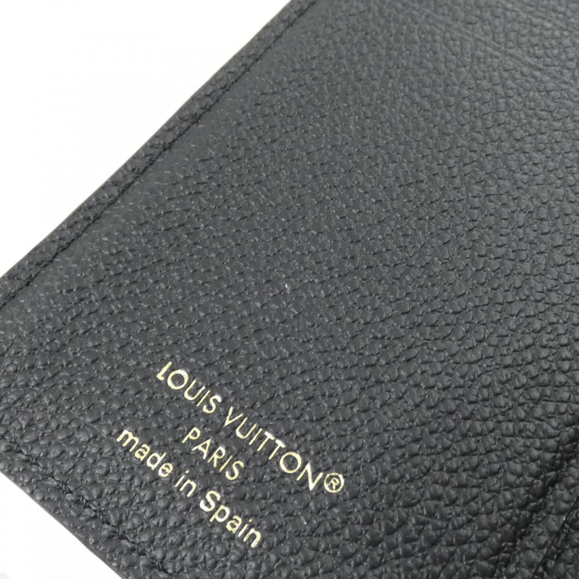 Louis Vuitton Black Leather Wallet (Tri-Fold) (Pre-Owned)