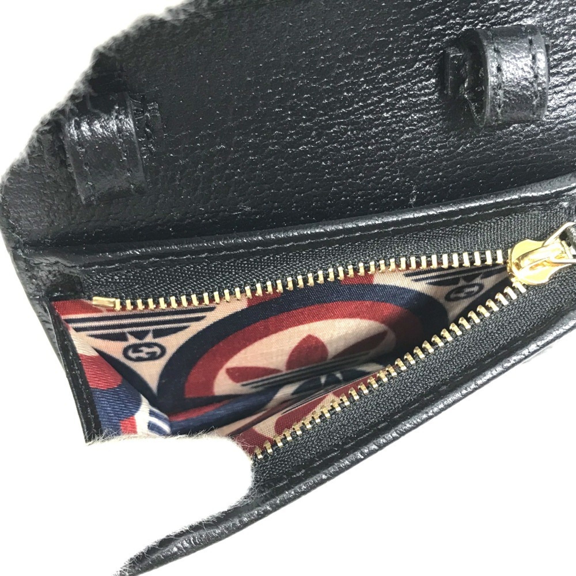 Gucci Black White Leather Chain/Shoulder Wallet (Pre-Owned)