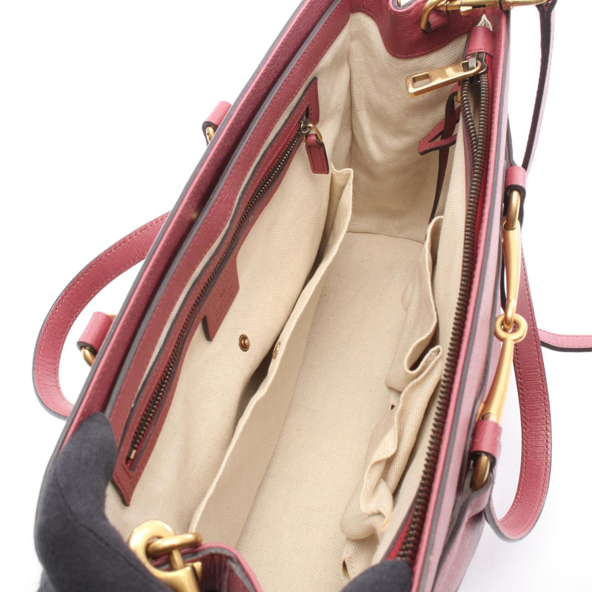 Gucci Pink Leather Handbag Tote Bag (Pre-Owned)