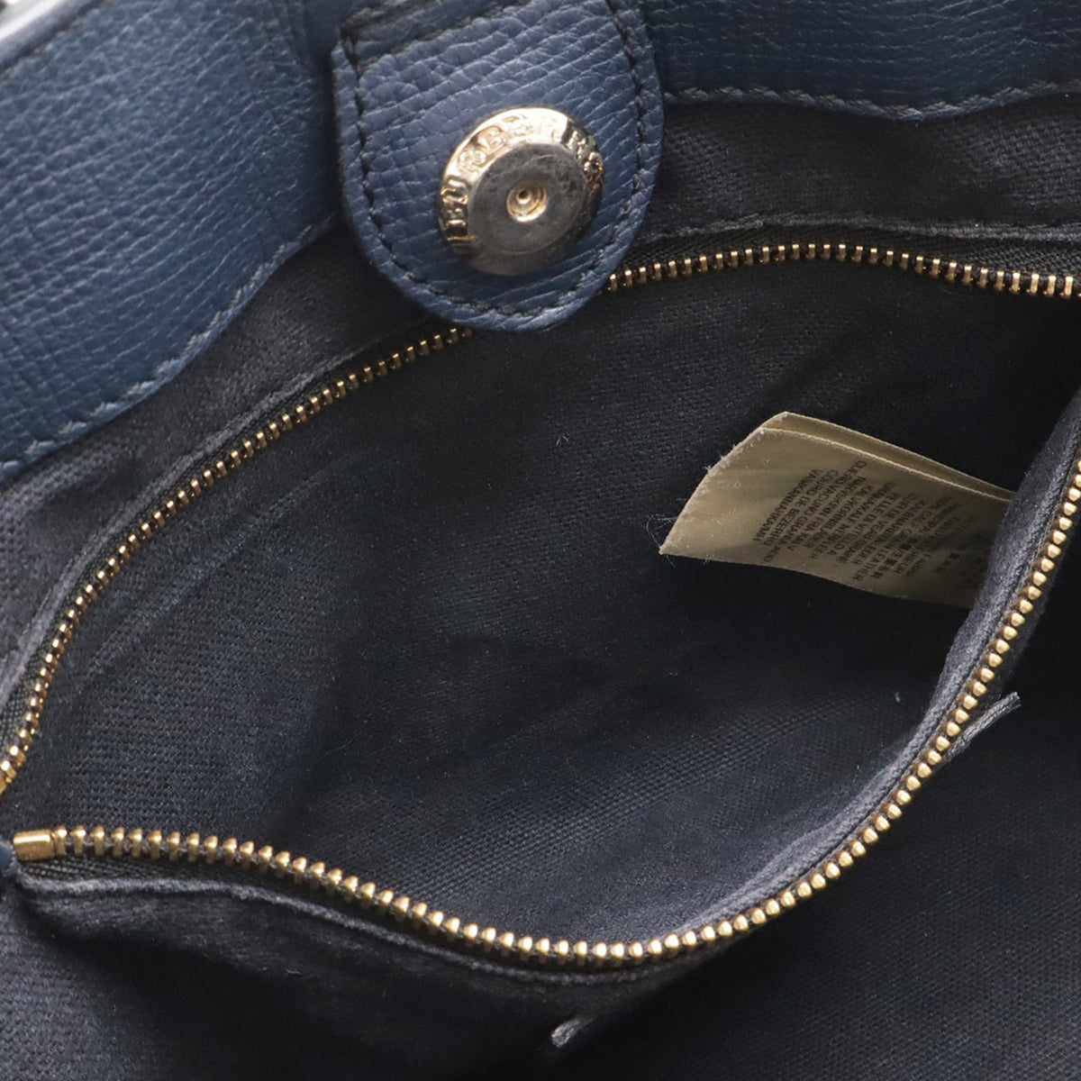 Burberry Beige Navy Leather Handbag Tote Bag (Pre-Owned)
