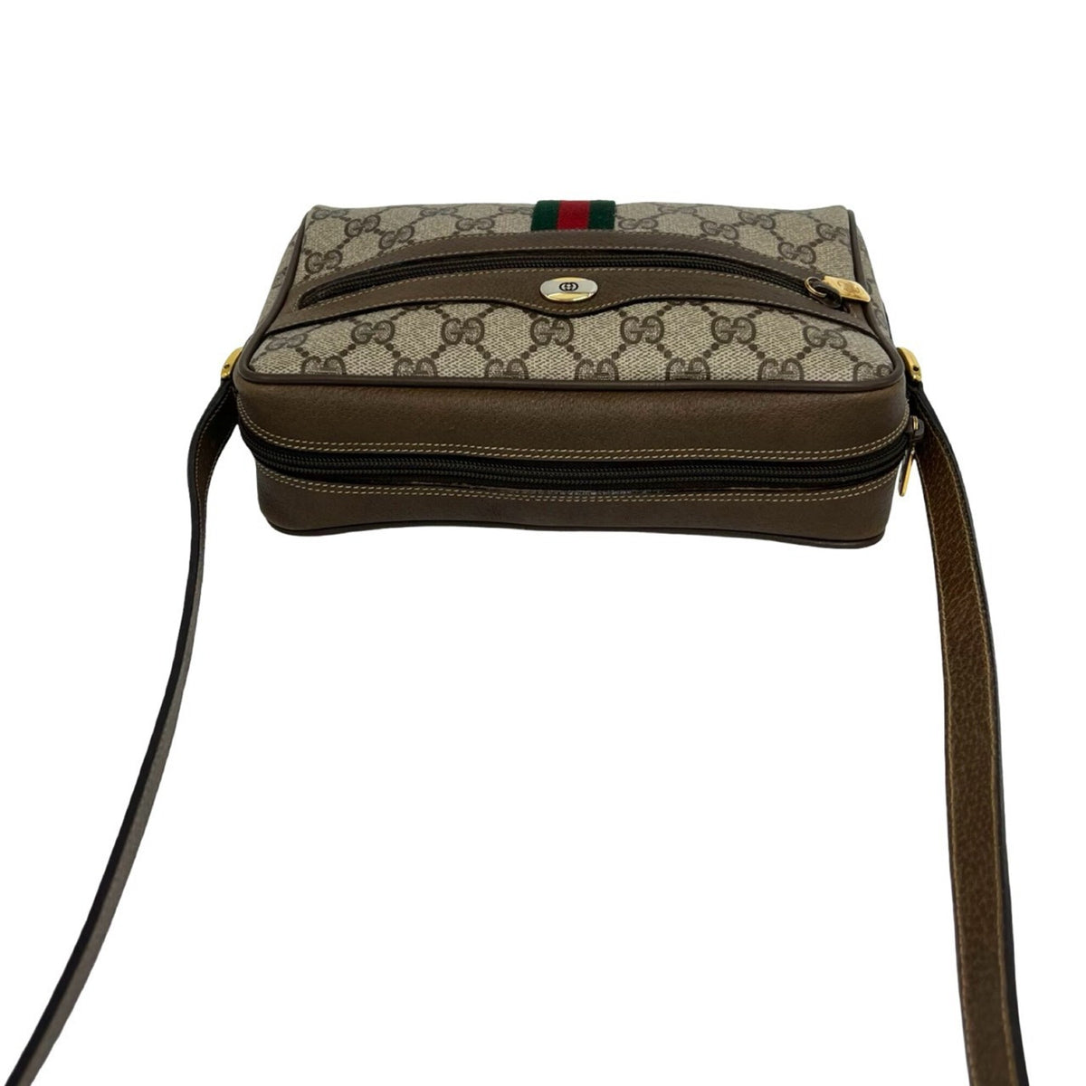 Gucci Brown Green Red Color Pvc Leather Shoulder Bag (Pre-Owned)