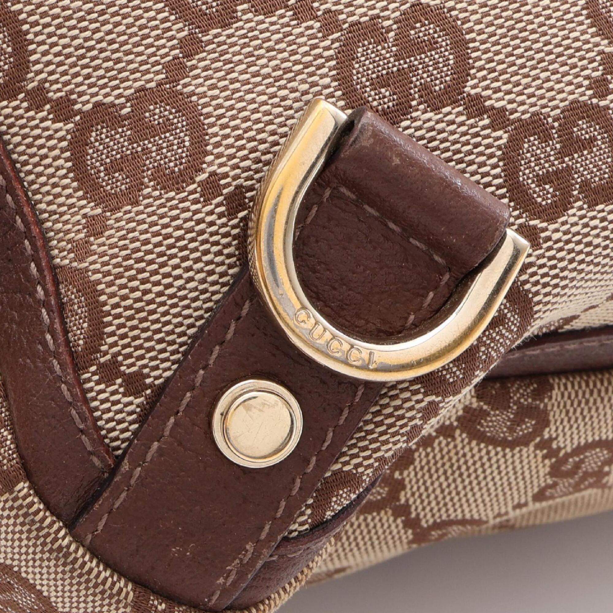 Gucci Abbey Beige Brown Gg Canvas Leather Handbag Tote Bag (Pre-Owned)