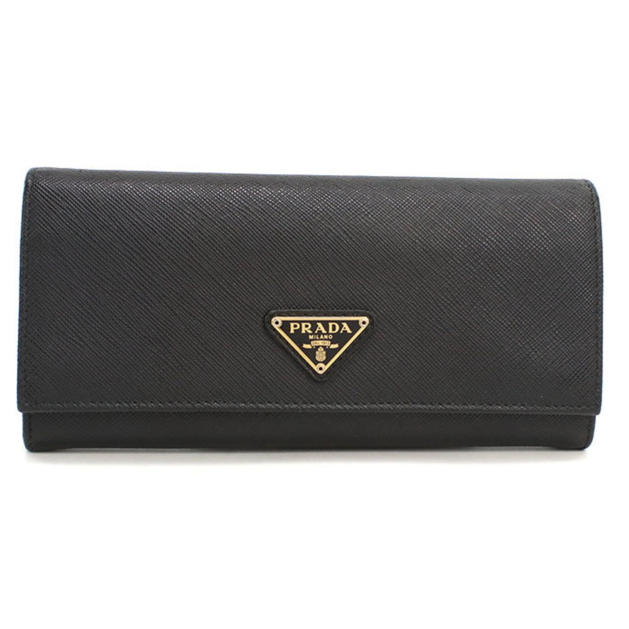 Prada Black Leather Long Wallet (Bi-Fold) (Pre-Owned)