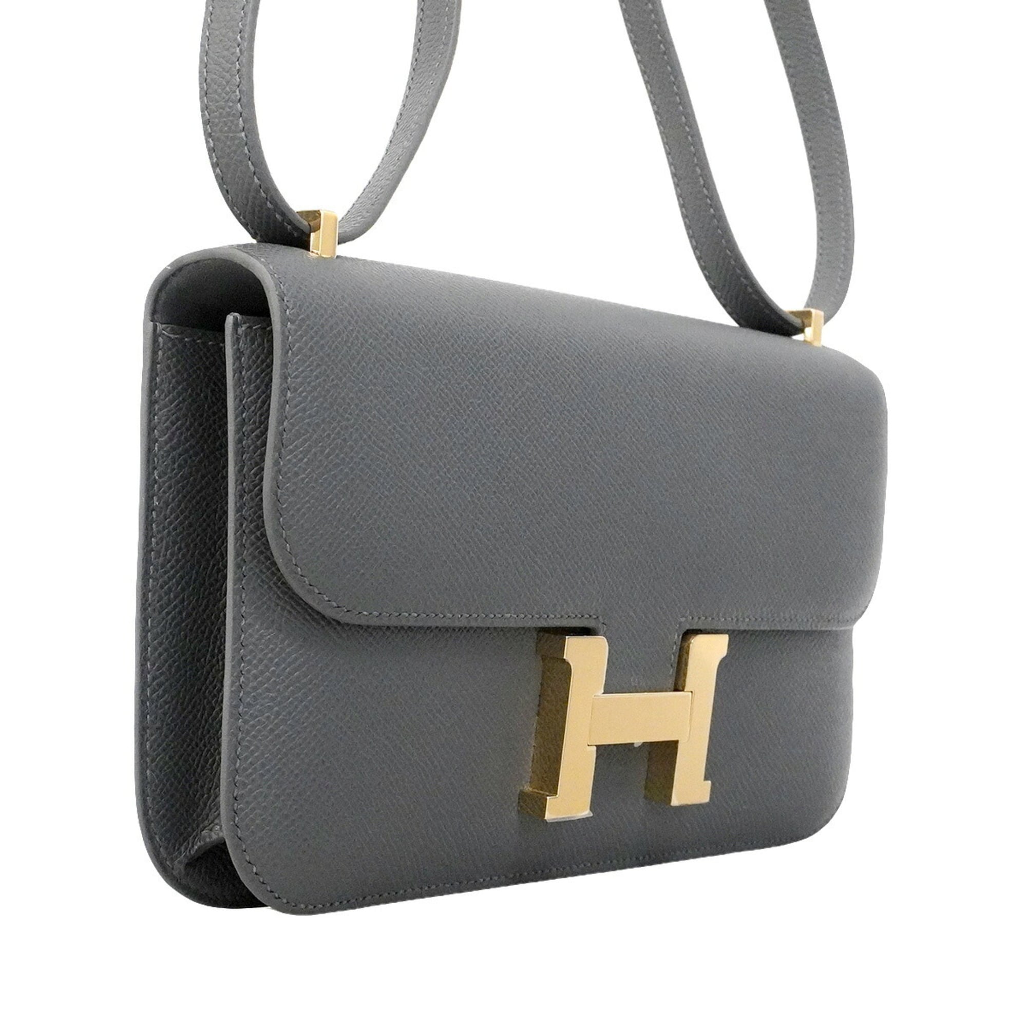 Hermes Gray Leather Shoulder Bag (Pre-Owned)
