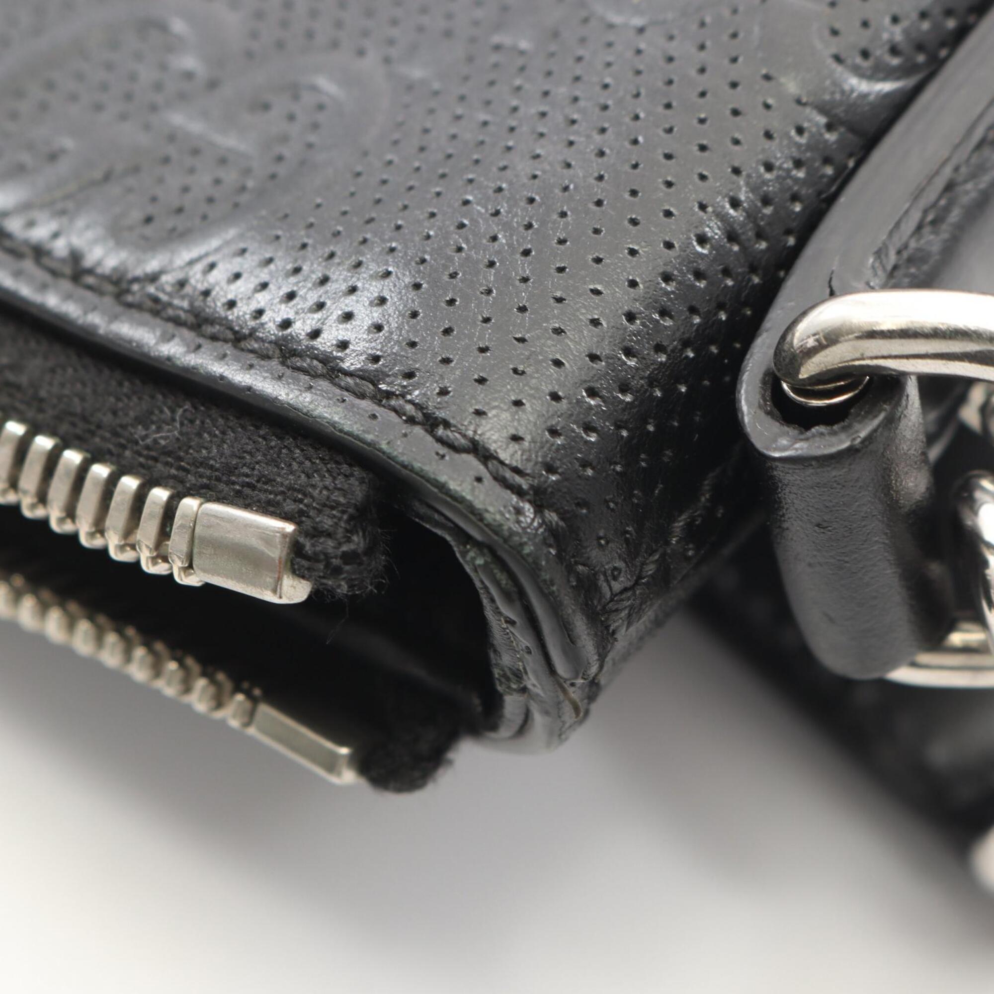 Gucci Black Leather Messenger Bag Shoulder Bag (Pre-Owned)