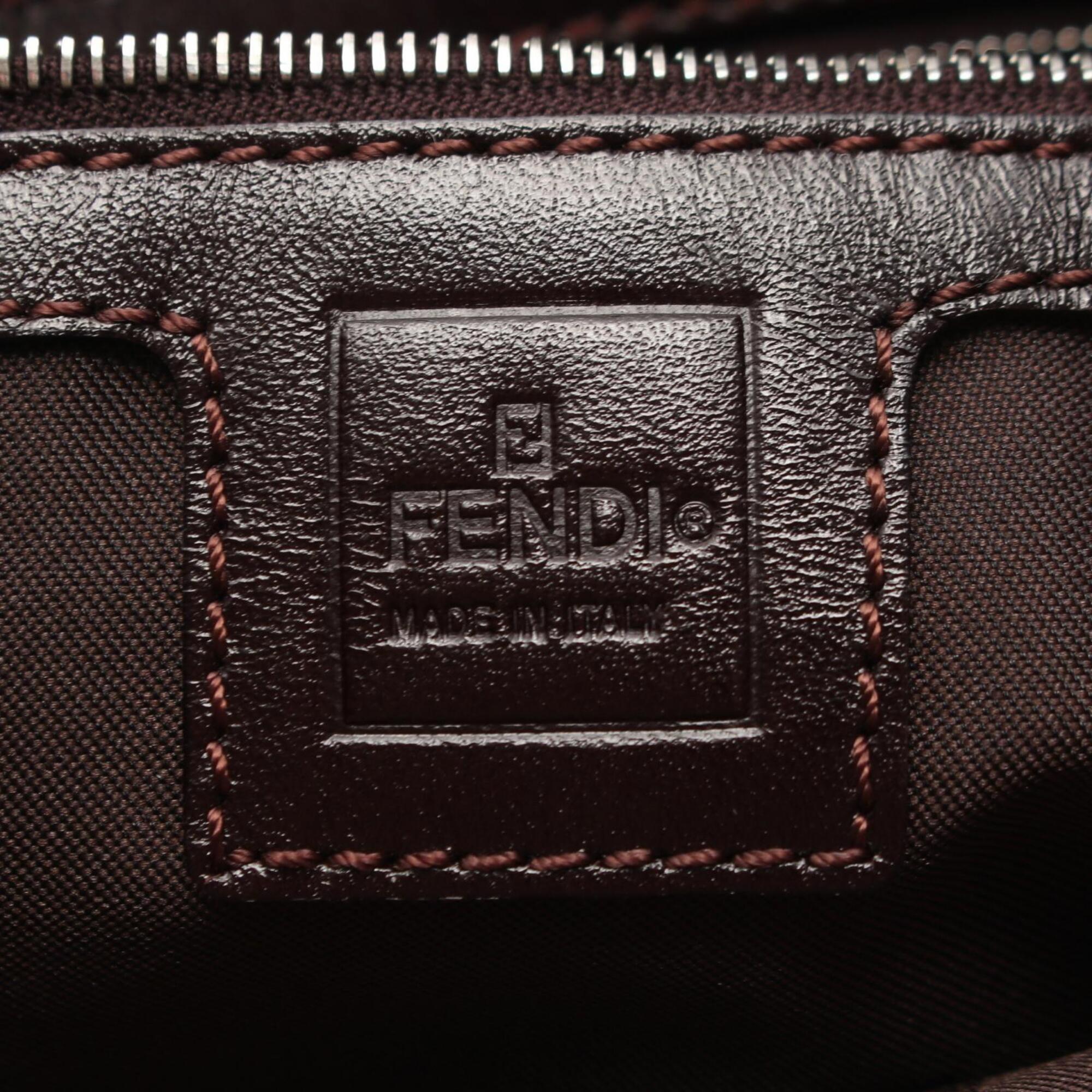 Fendi Zucca Black Brown Canvas Leather Tote Bag (Pre-Owned)