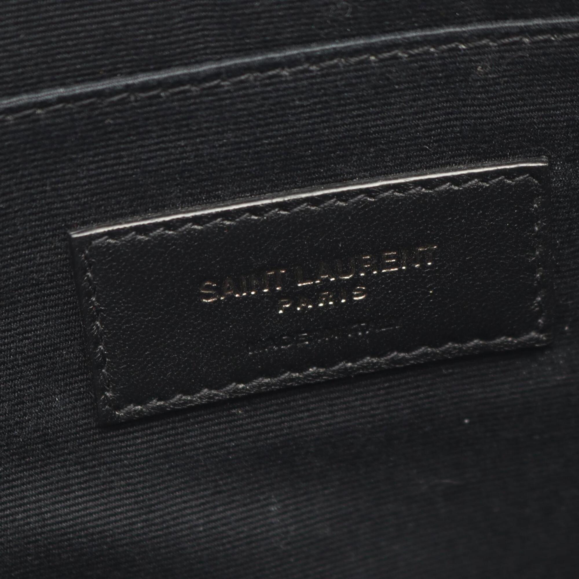 Yves Saint Laurent Black Canvas Leather Clutch Bag Handbag (Pre-Owned)