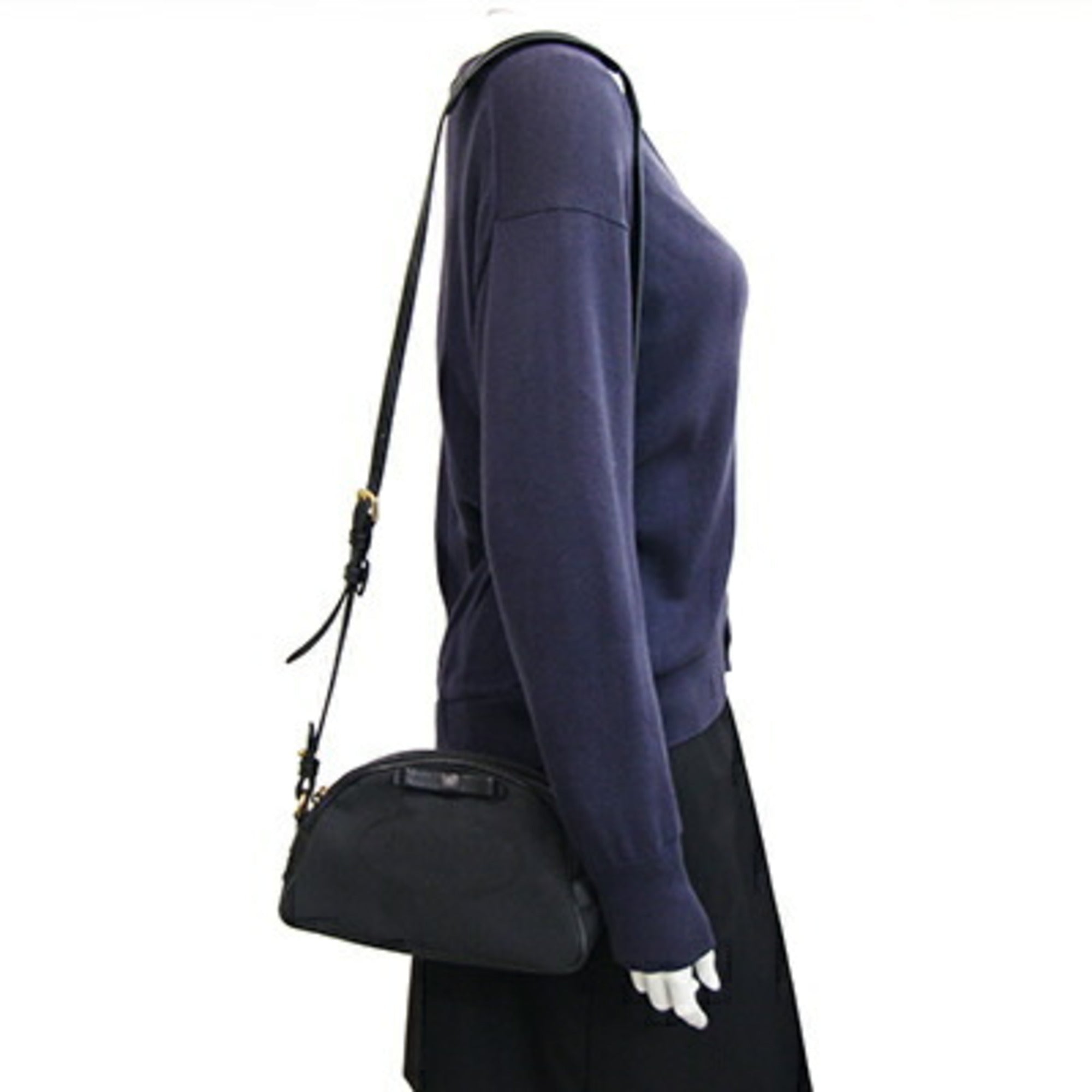 Prada Black Canvas Leather Shoulder Bag (Pre-Owned)