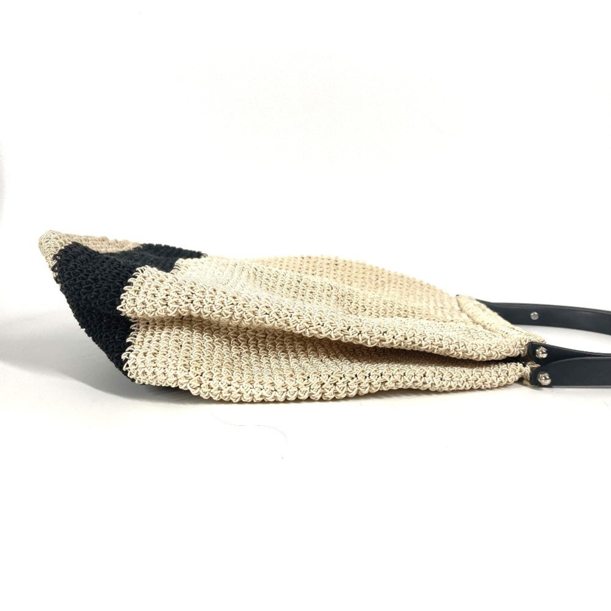 Chanel Beige Black Mesh Handbag (Pre-Owned)