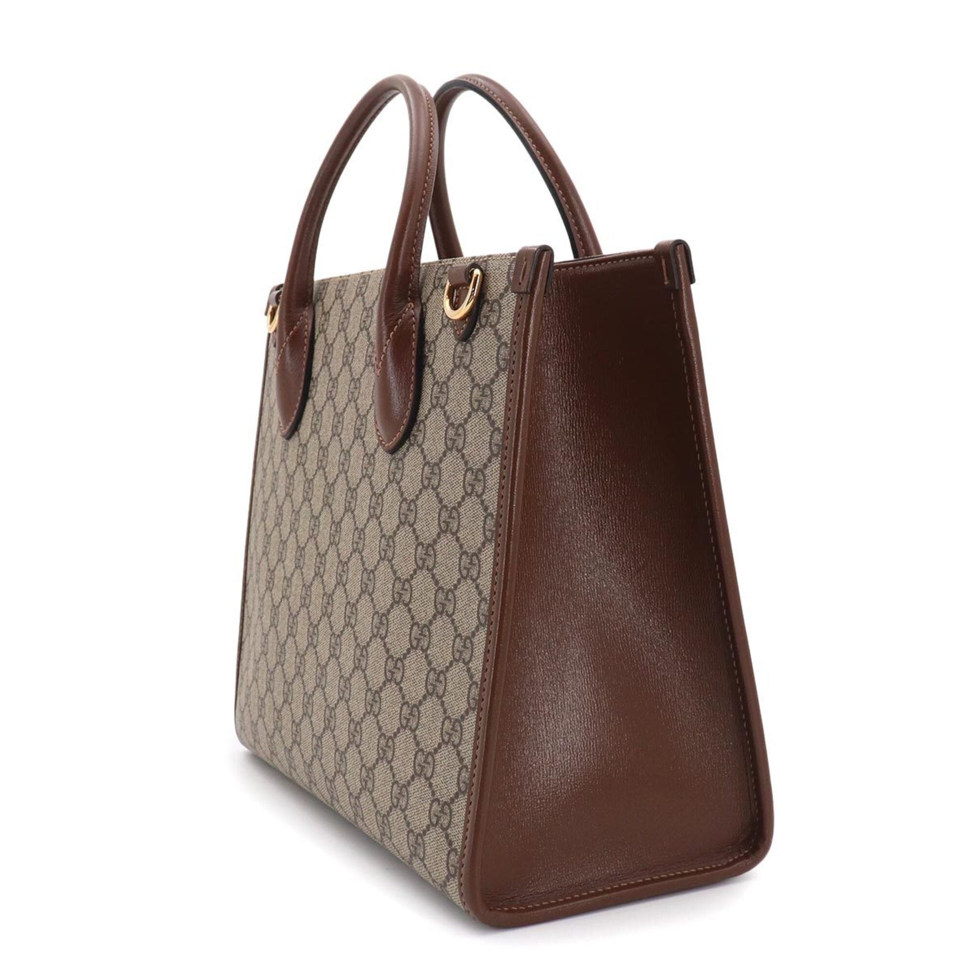 Gucci Beige Brown Gg Supreme Leather Handbag Tote Bag (Pre-Owned)